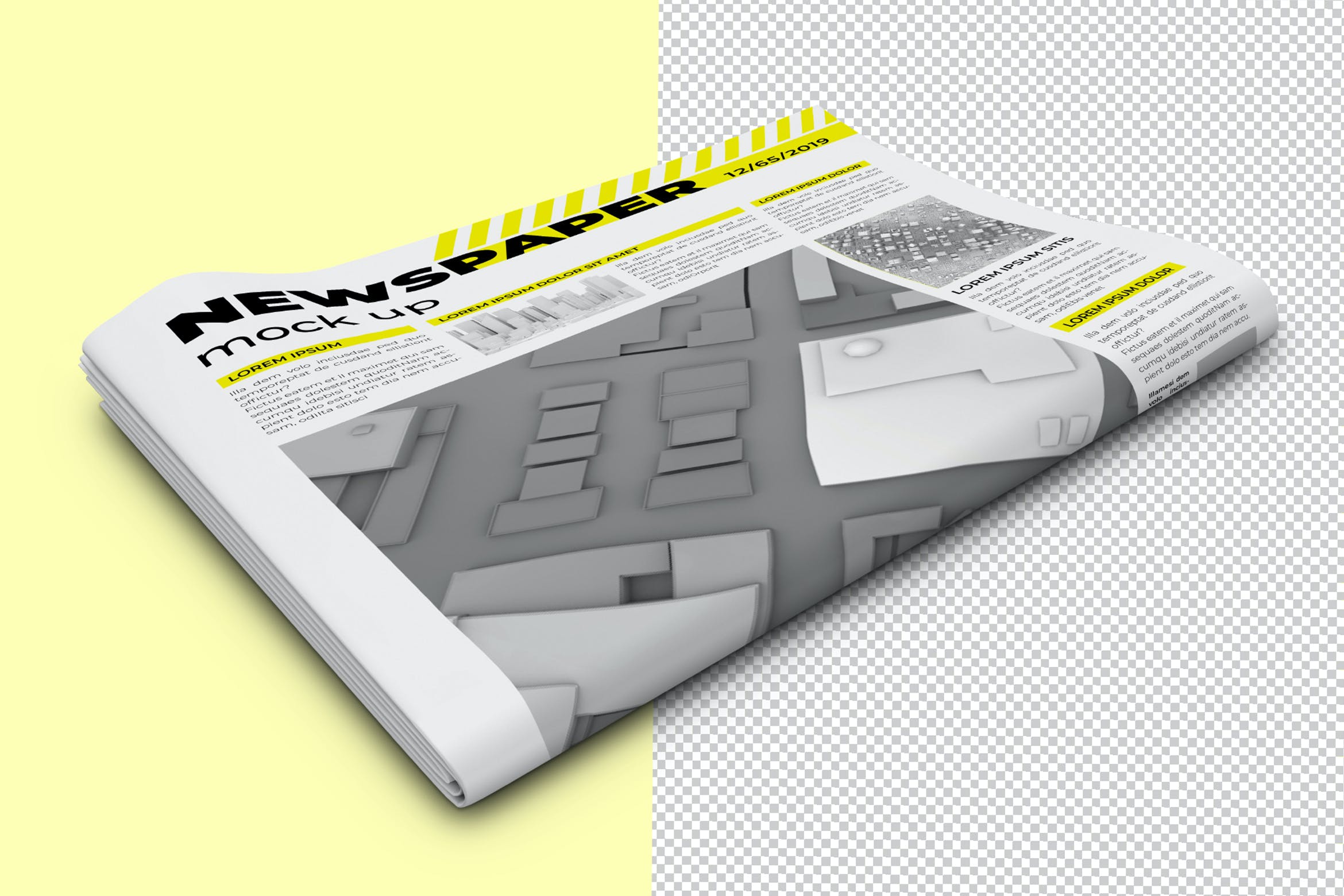 折叠报纸效果图展示样机 Folded Newspaper Mockup