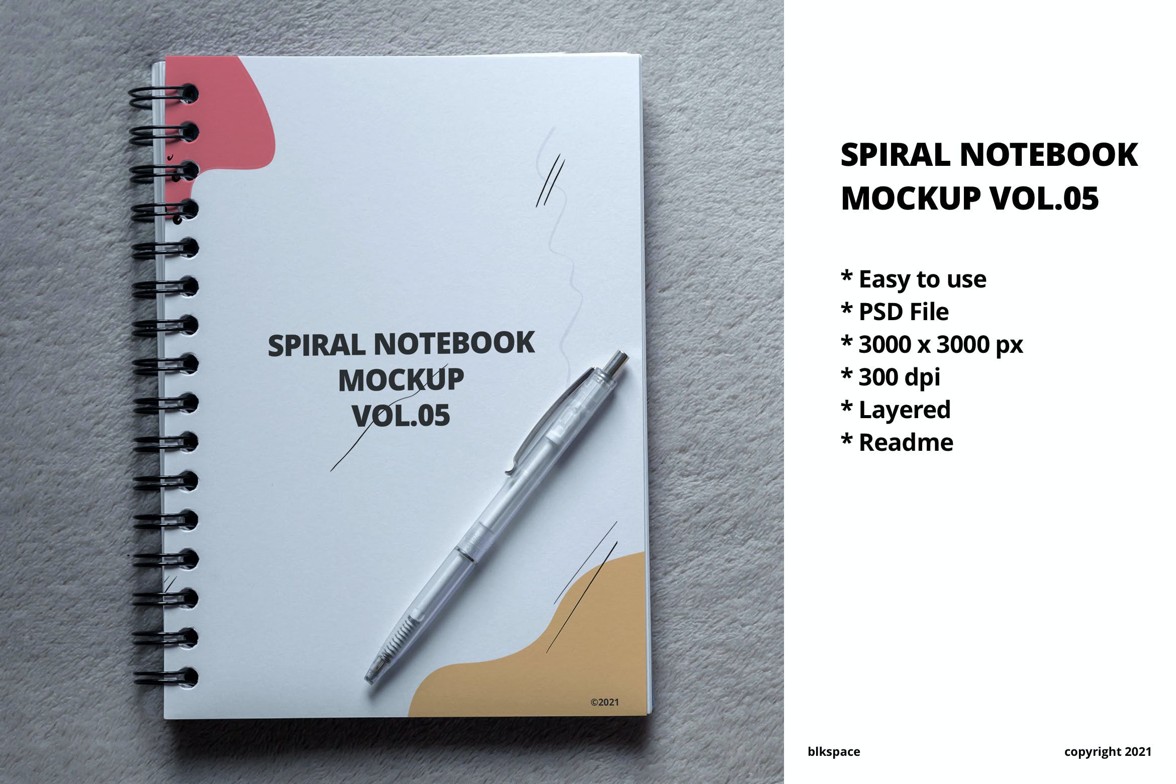 螺旋活页笔记本/记事本设计样机v5 Spiral Notebook Mockup Vol.05