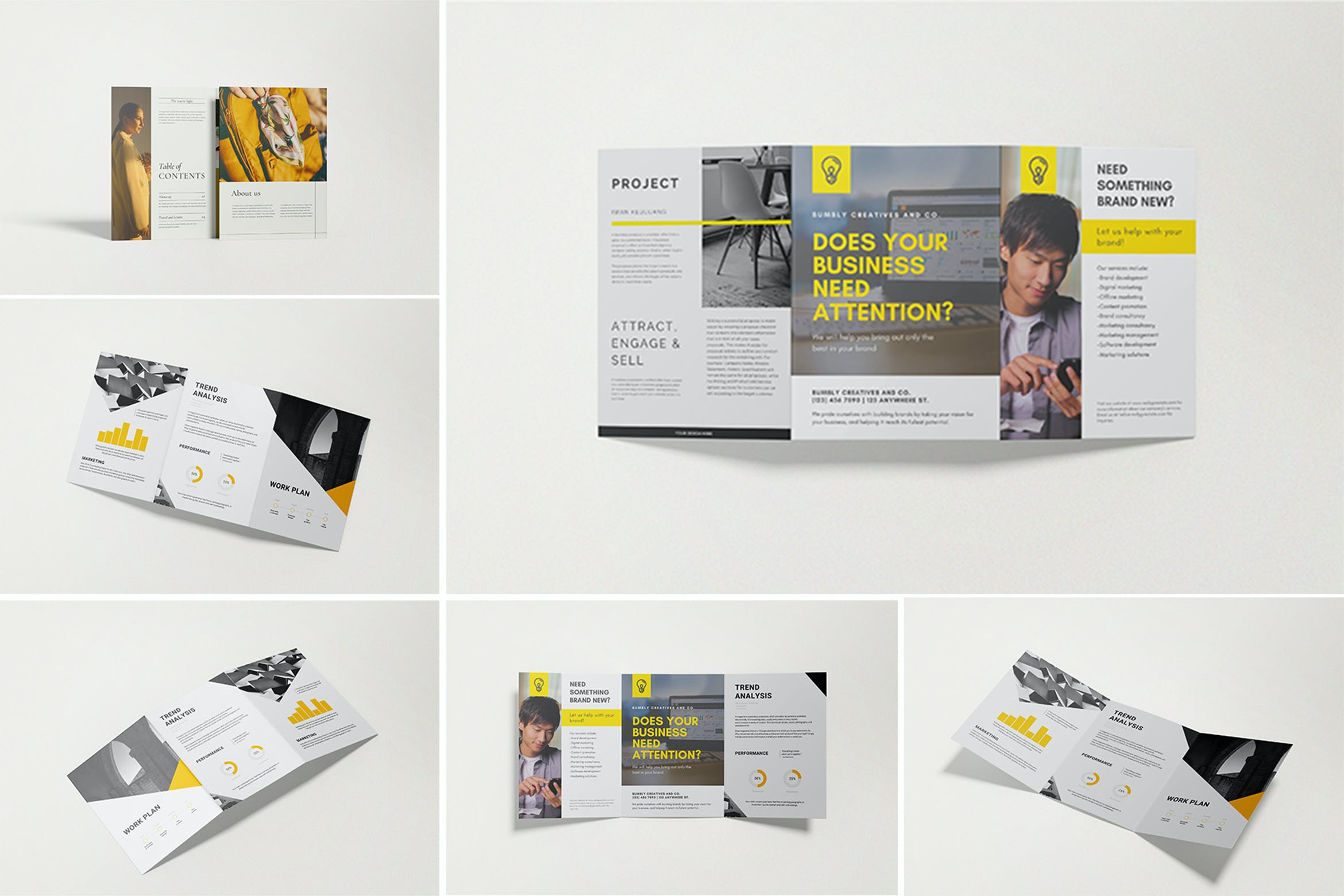 A5尺寸三折页小册子设计样机 A5 Tri Fold Brochure Mockups