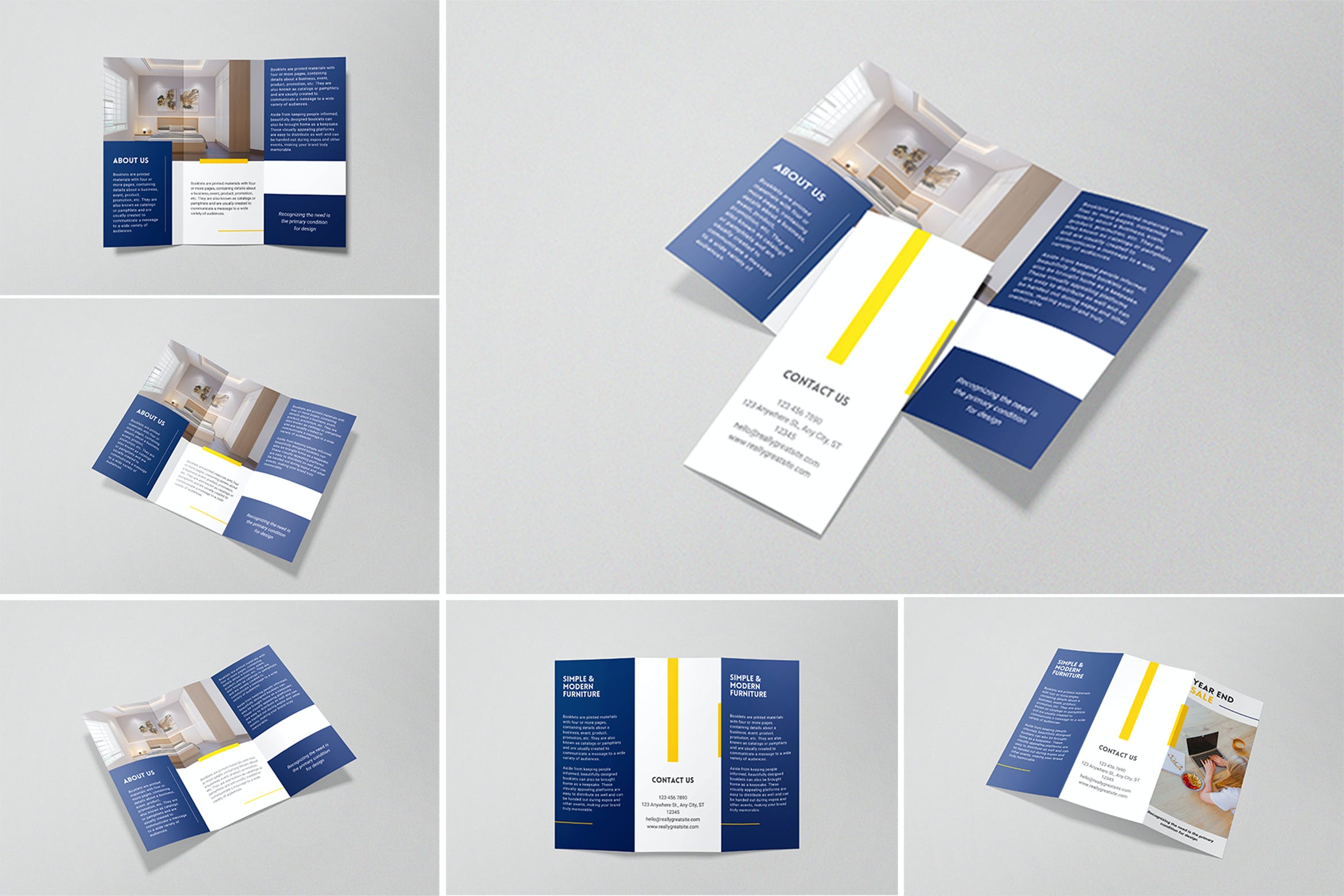 三折页广告小册子设计样机 Trifold Brochure Mockups