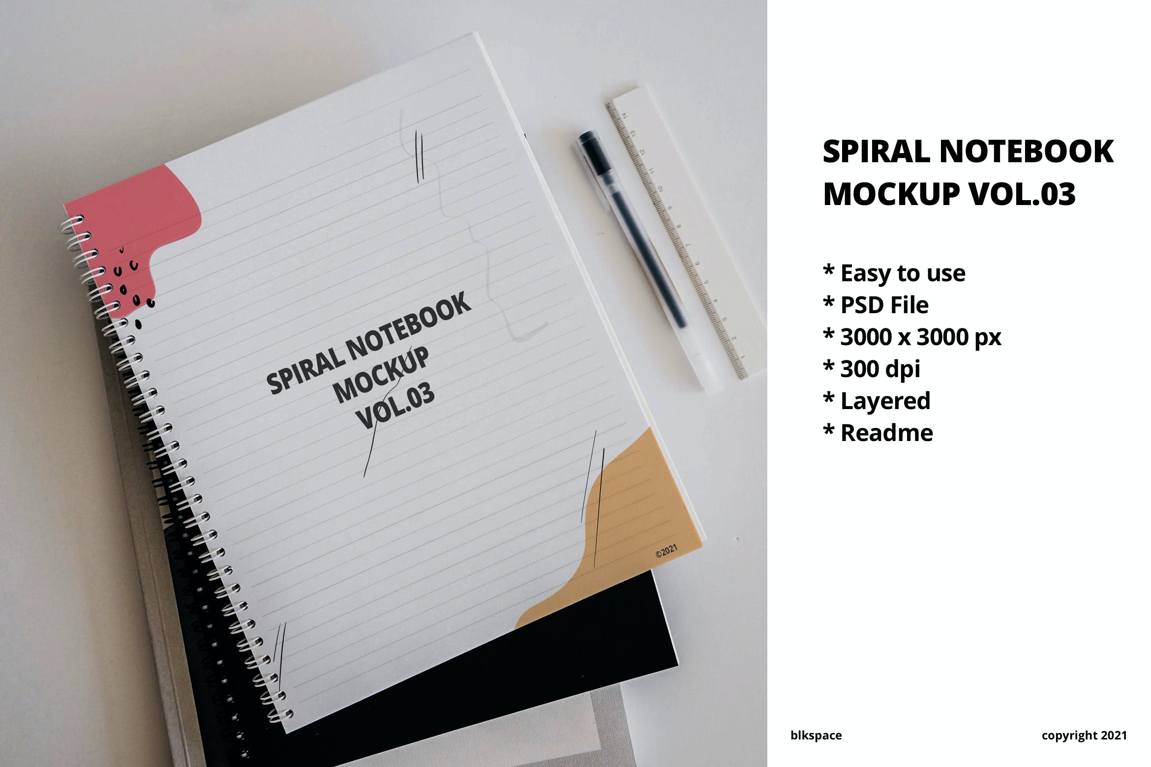 螺旋活页笔记本/记事本设计样机v3 Spiral Notebook Mockup Vol.03