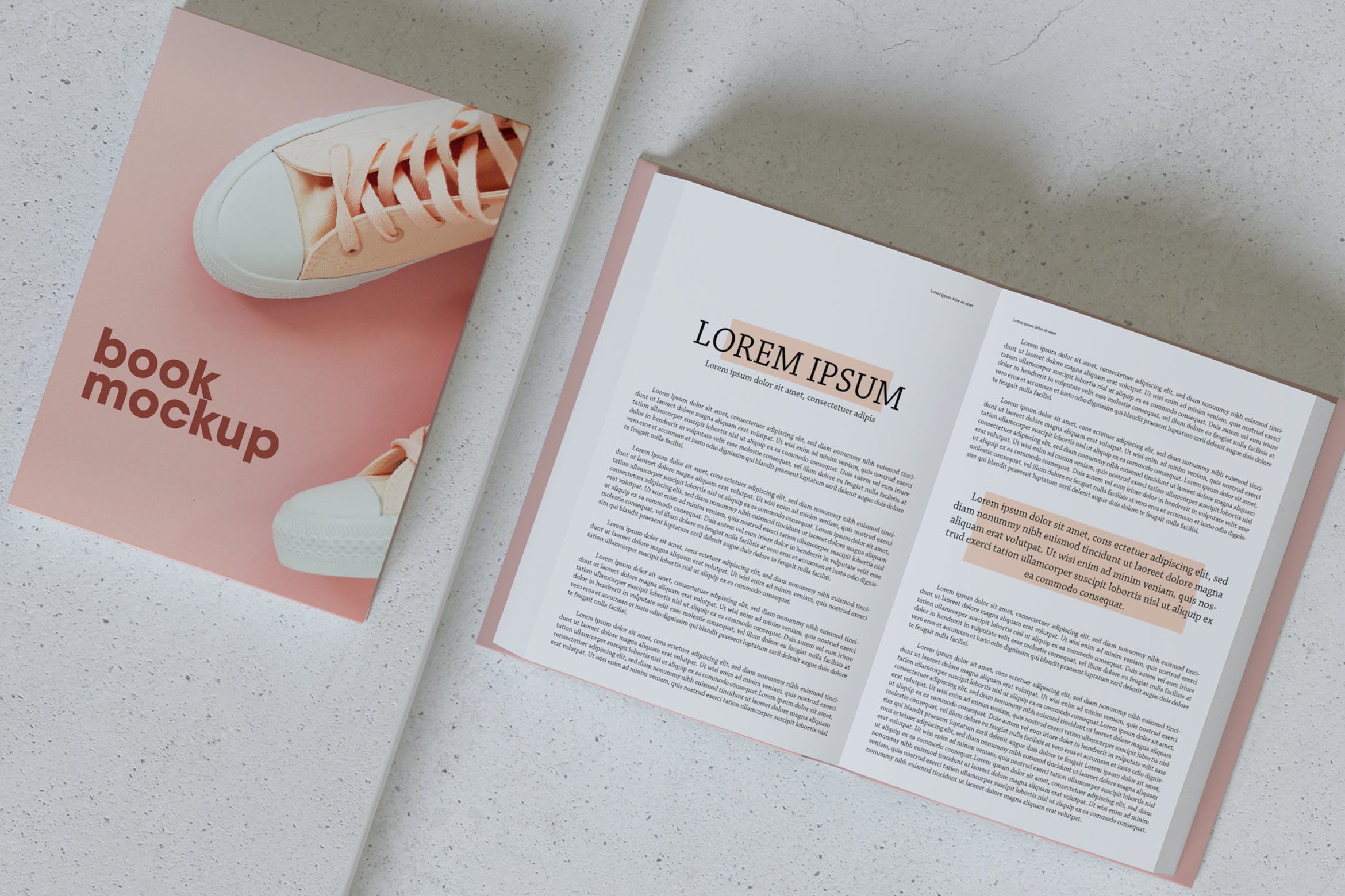 打开和闭合的书籍设计顶视图样机 Top View of Open and Closed Book Mockup