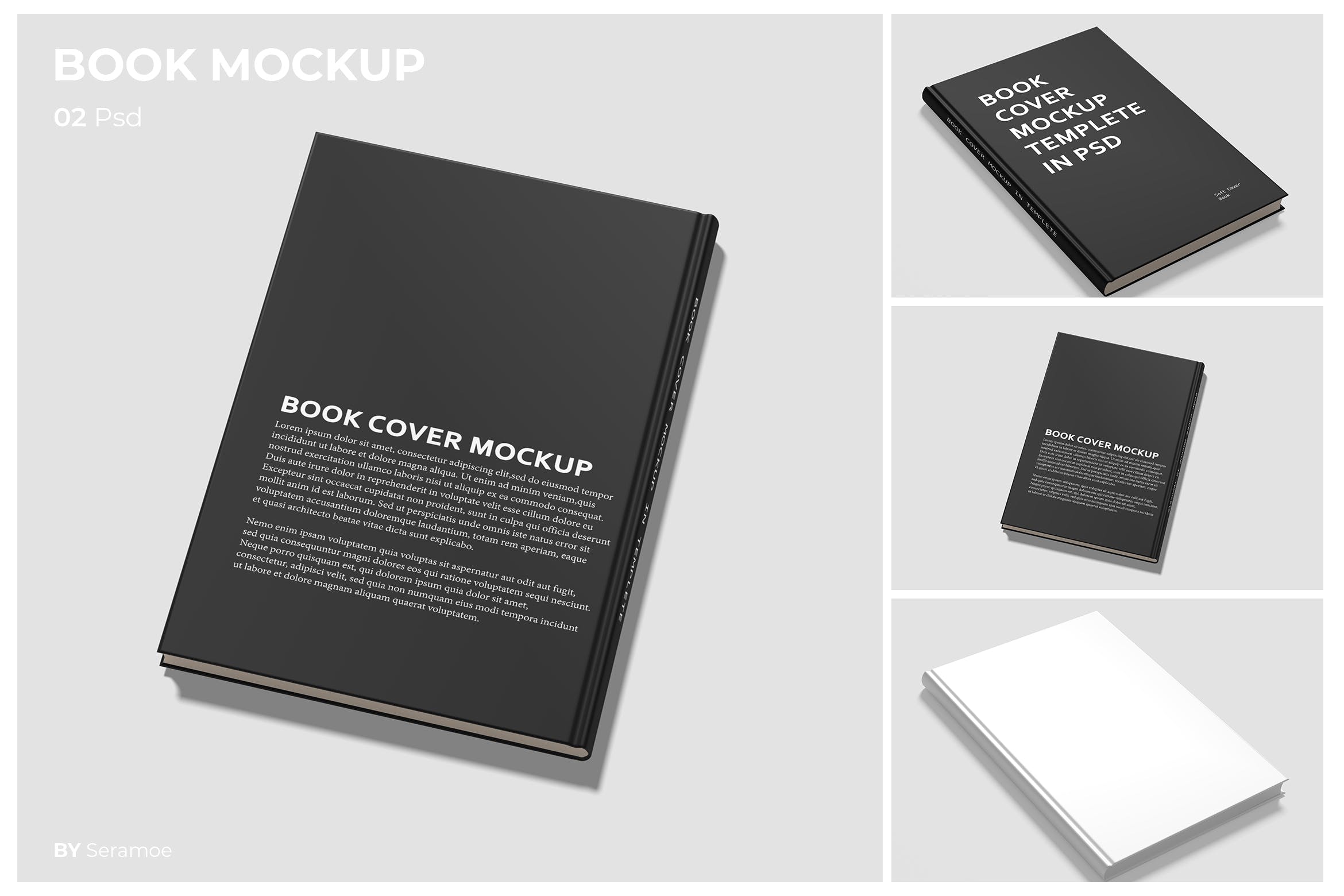 精装硬封书封面设计样机 Book Mockup