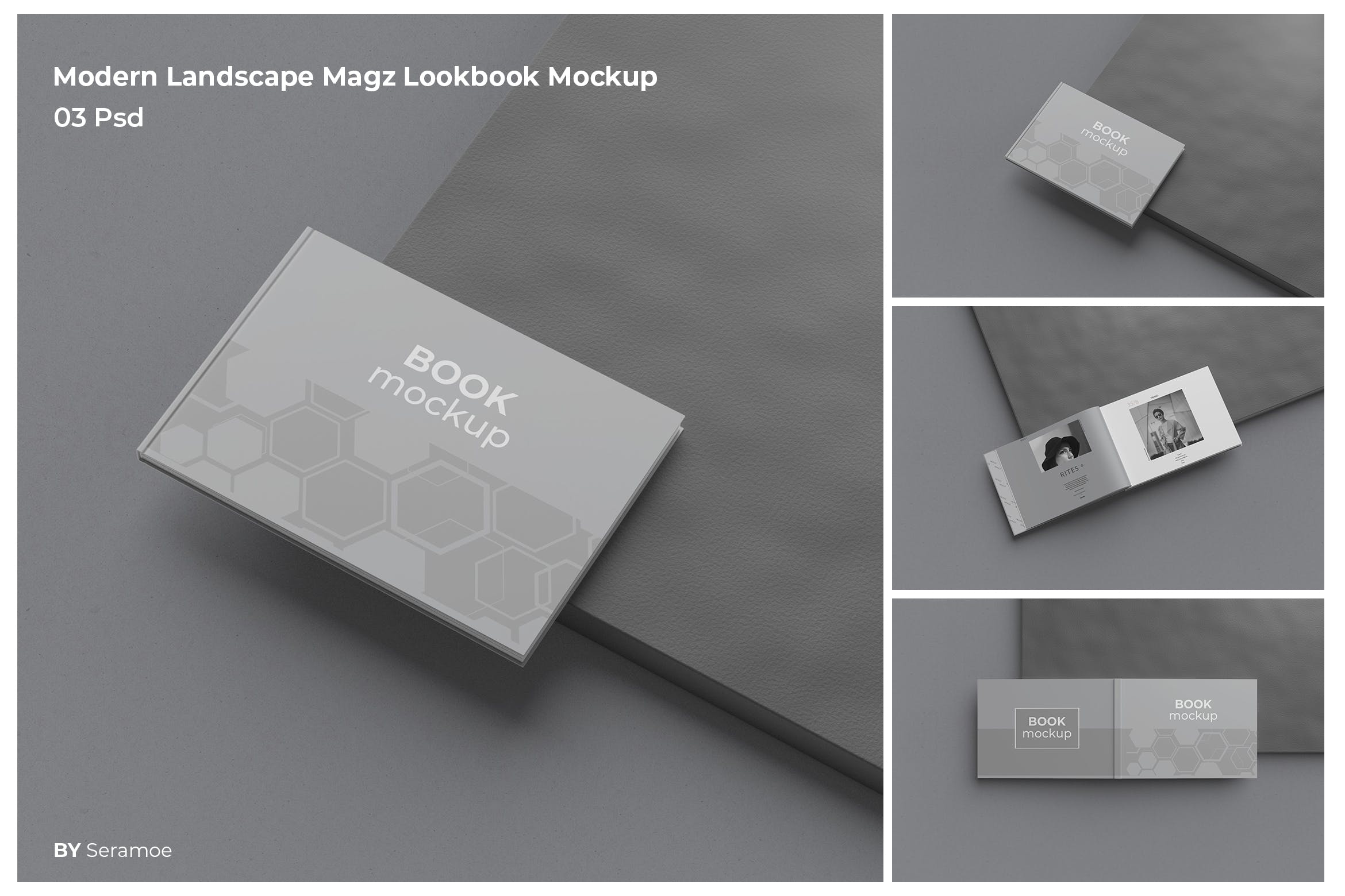 现代横版Lookbook杂志设计效果图样机 Modern Landscape Magz Lookbook Mockup