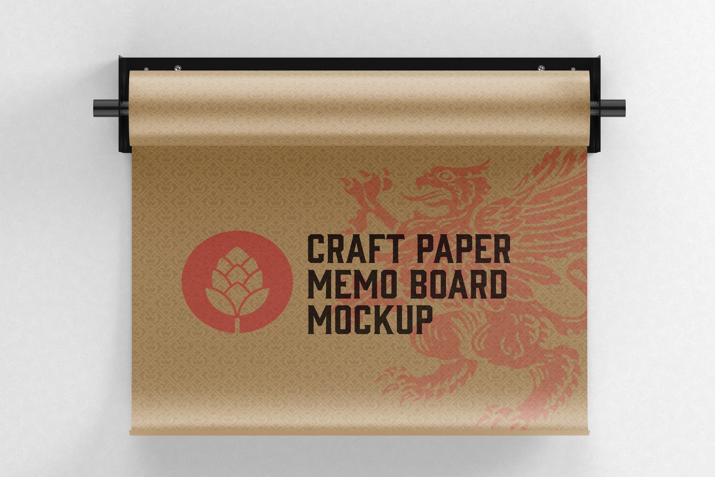 卷轴工艺纹理纸设计样机 Craft Paper Memo Board Mockup