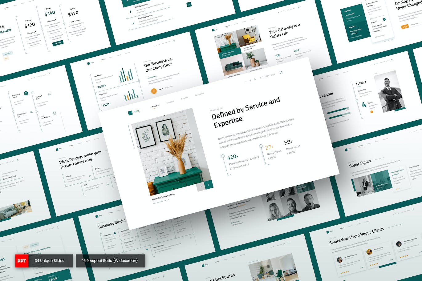 现代风格室内设计展示PPT模版