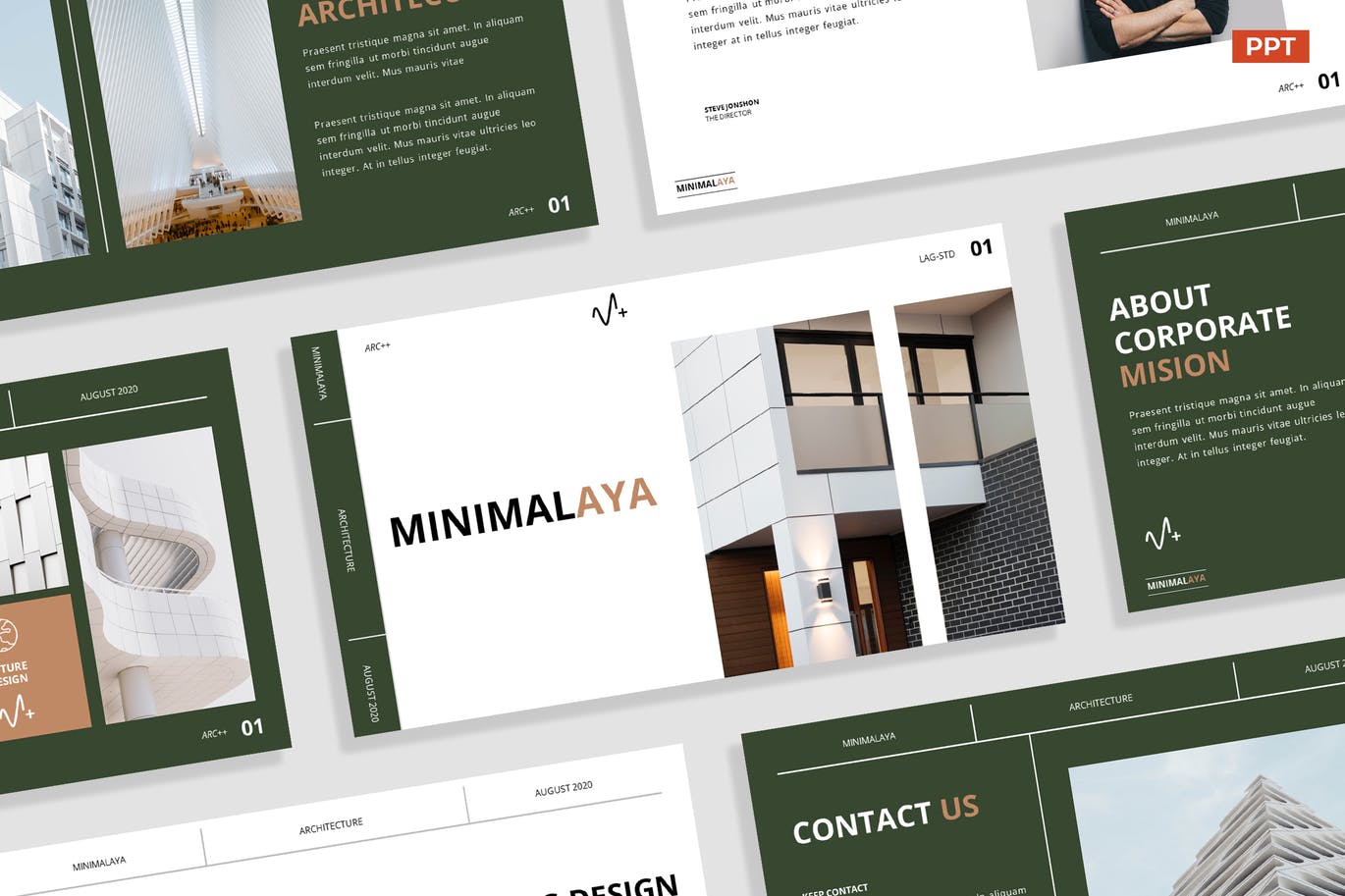 创意深绿色棕色公司简介PPT模版