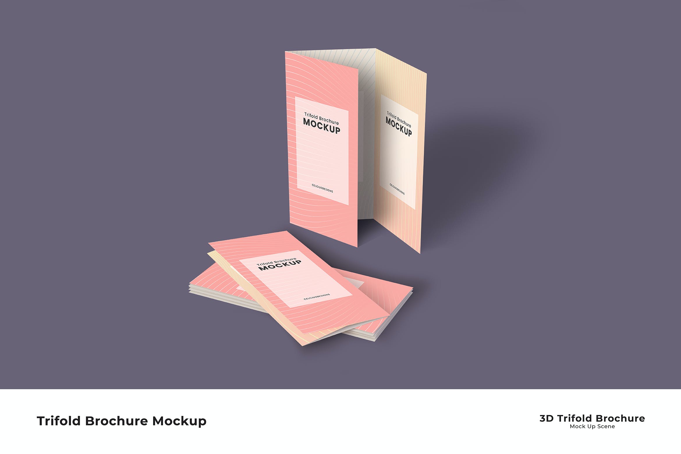 三折小册子效果图样机模板 Trifold Brochure Mockup