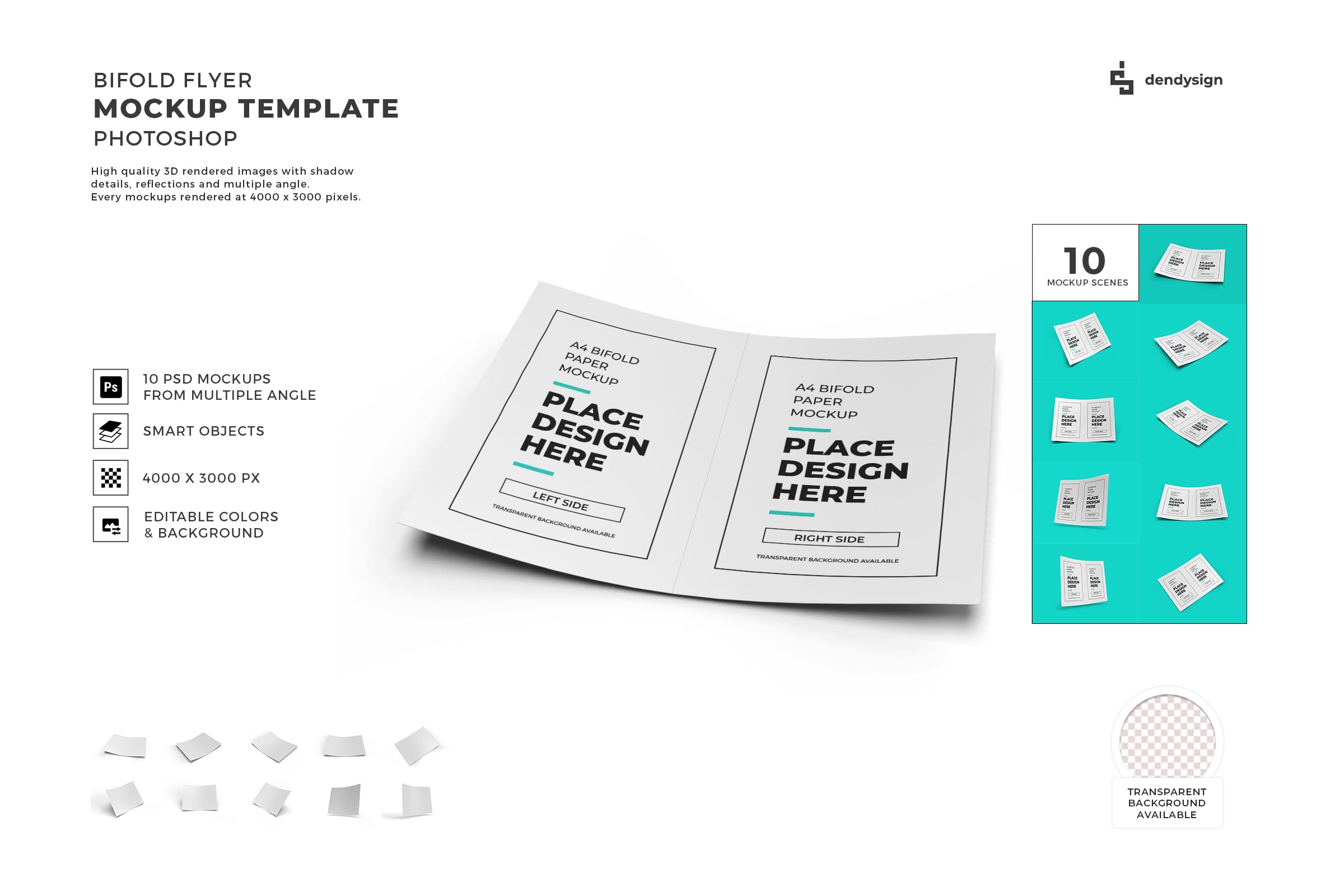 双折广告传单设计样机模板集 Bifold Flyer Mockup Template Set