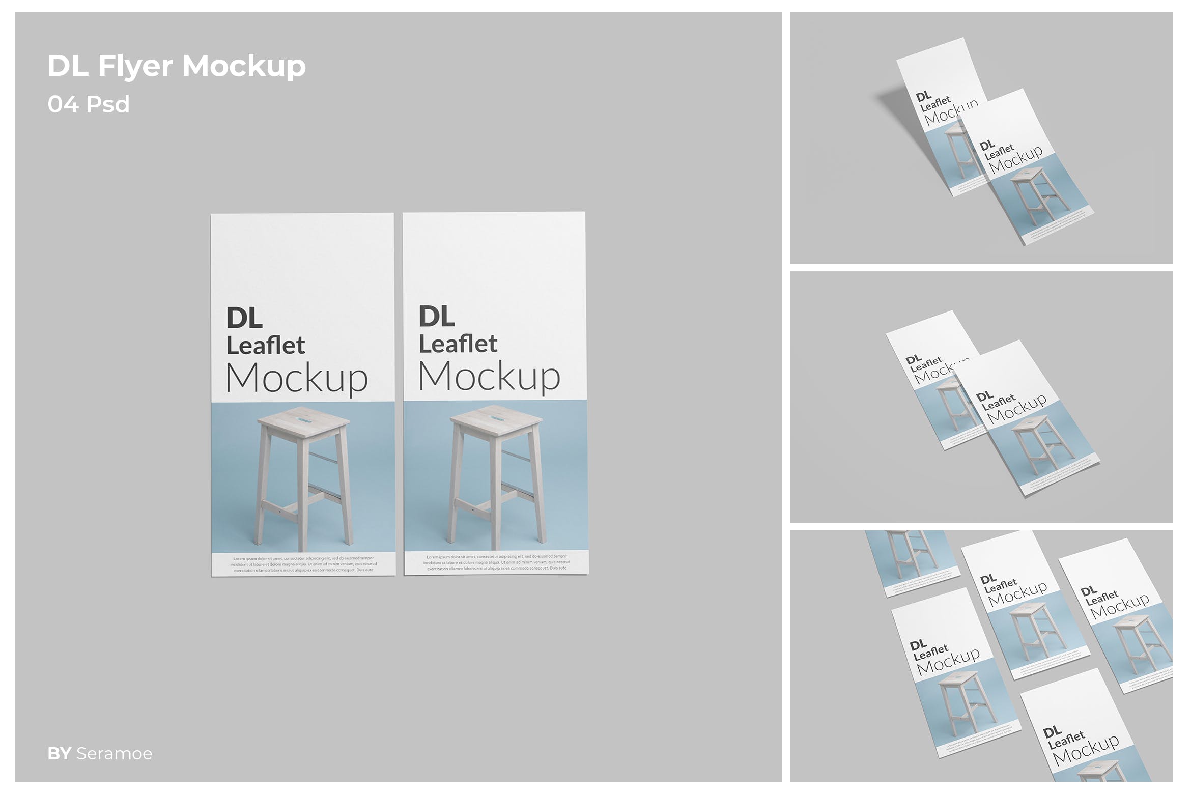 DL广告传单设计效果图样机模板 DL Flyer Mockup