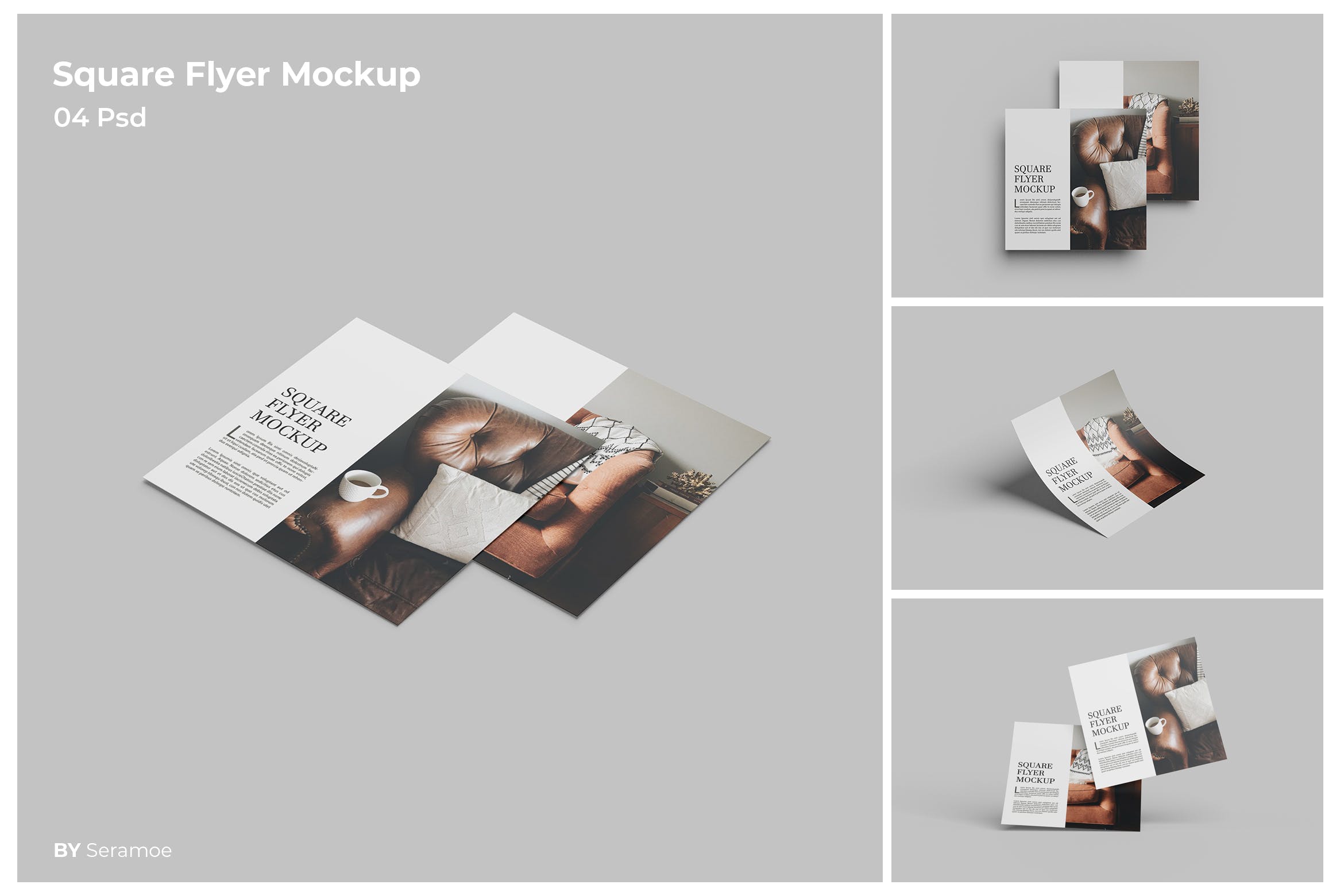 方形传单设计样机模板 Square Flyer Mockup