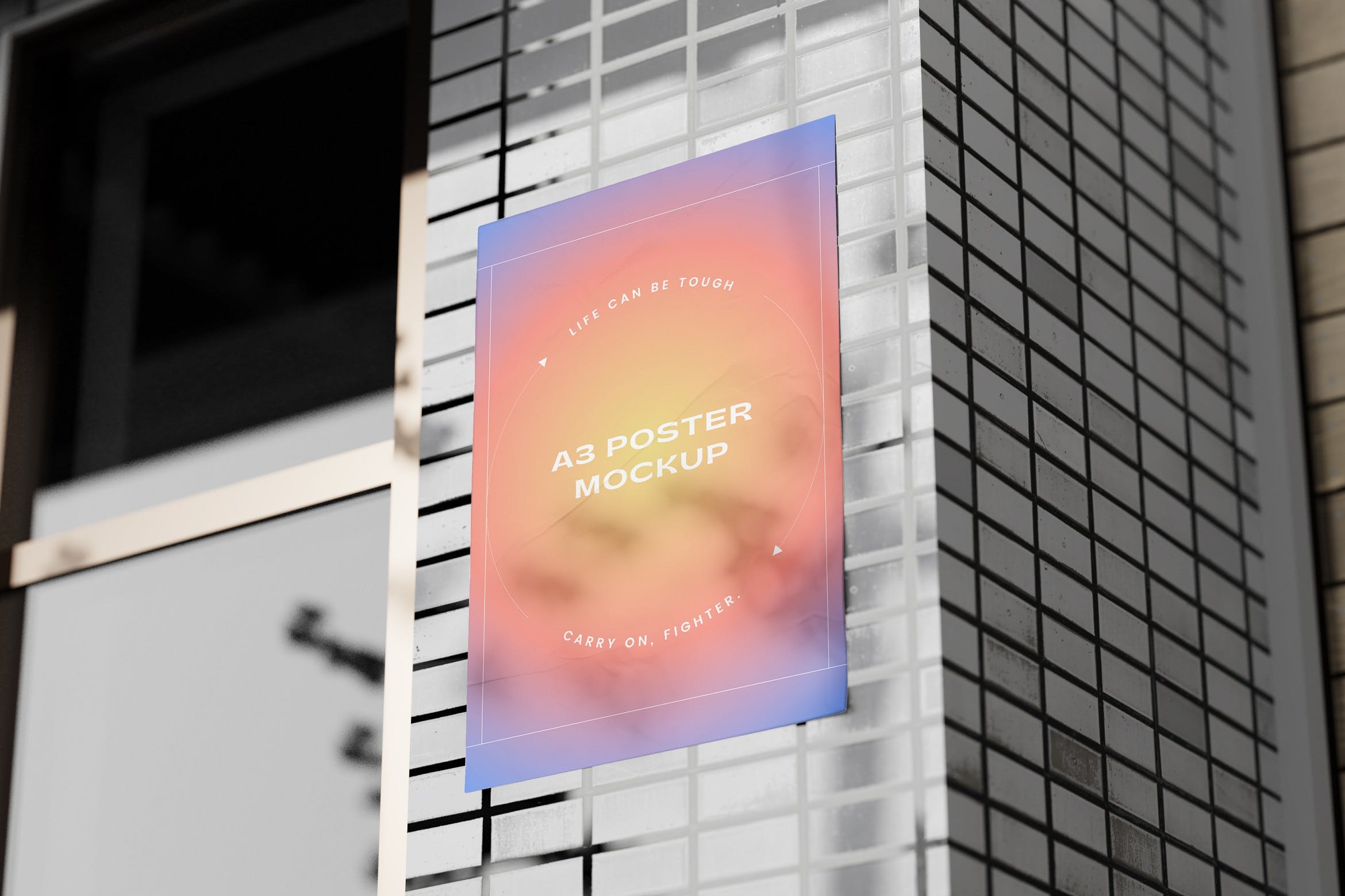 皱纹A3尺寸海报展示样机 Wrinkled A3 Poster Mockup
