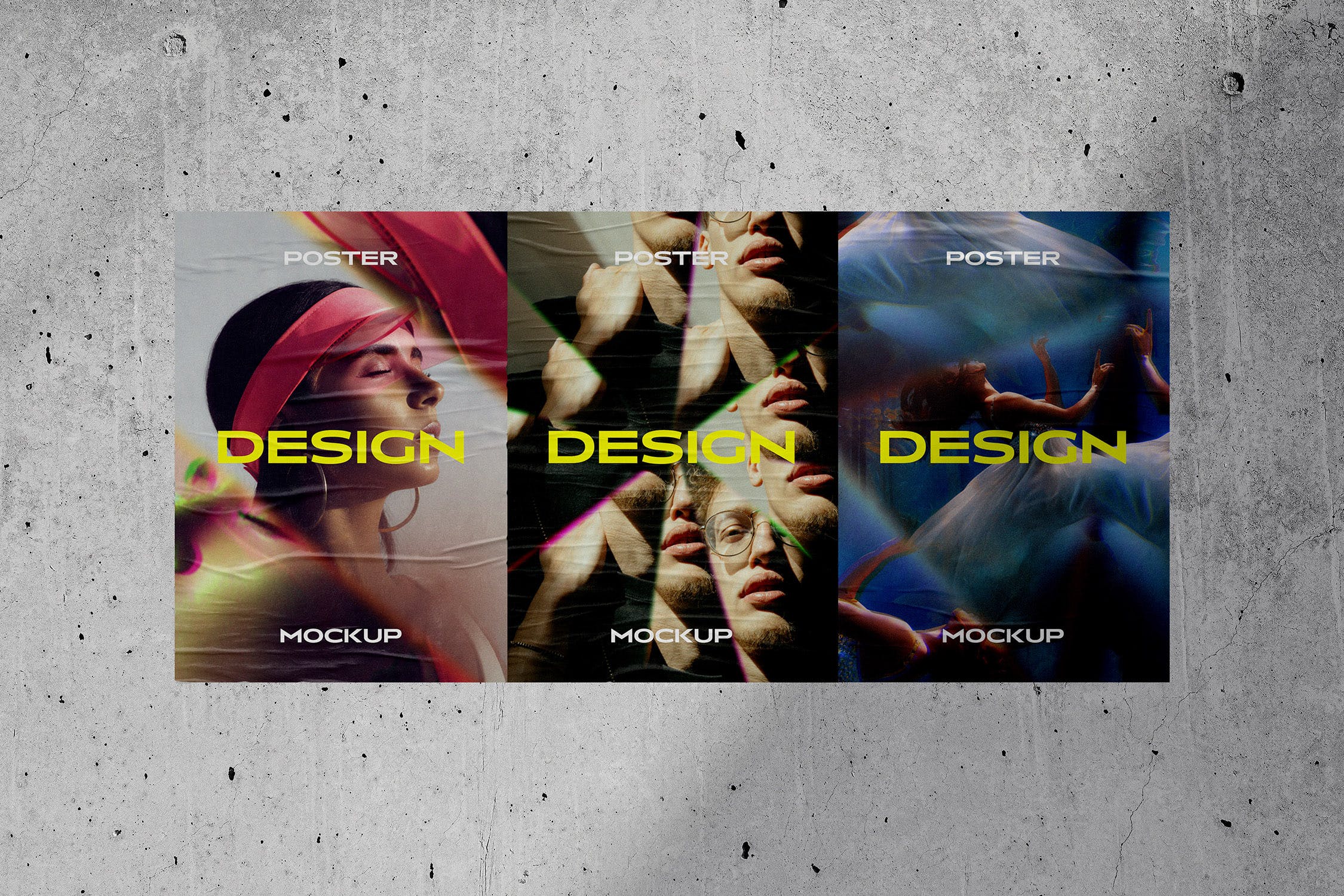 水泥墙海报展示样机 Cement Wall Poster Mockup