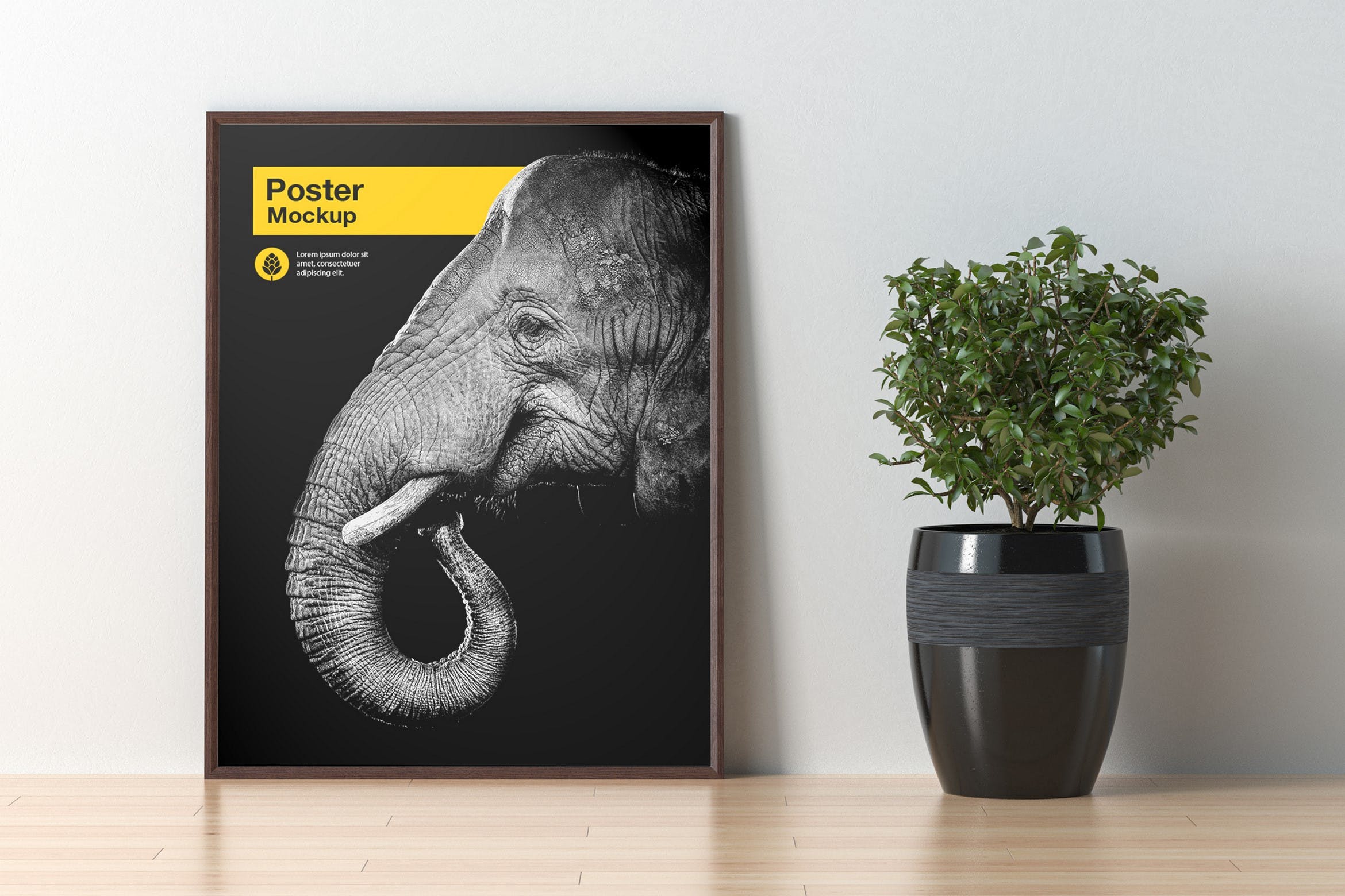 盆栽房间框架海报展示样机 Poster in  Room Mockup