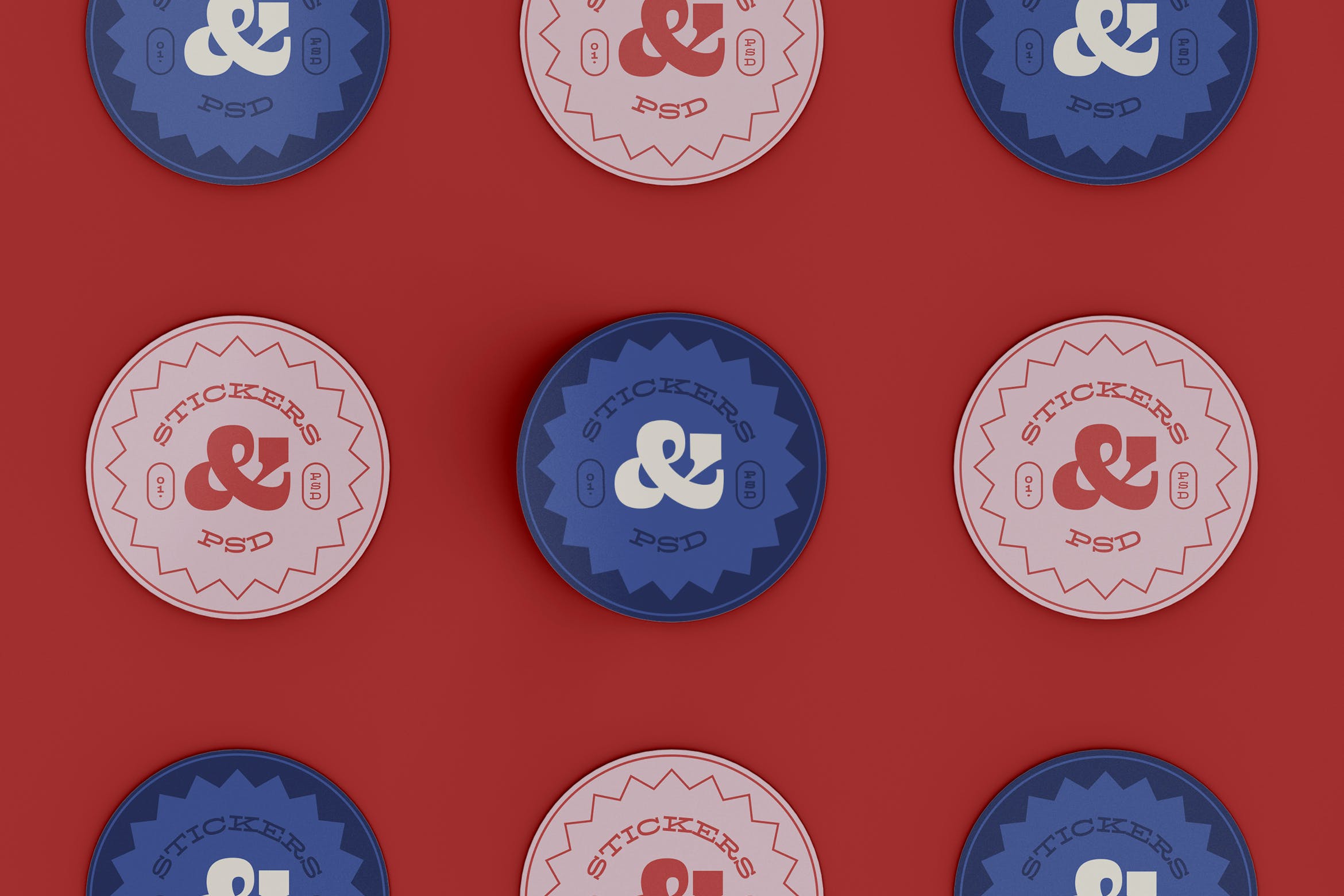 九个圆贴纸图案品牌设计样机 Nine Stickers Mockup