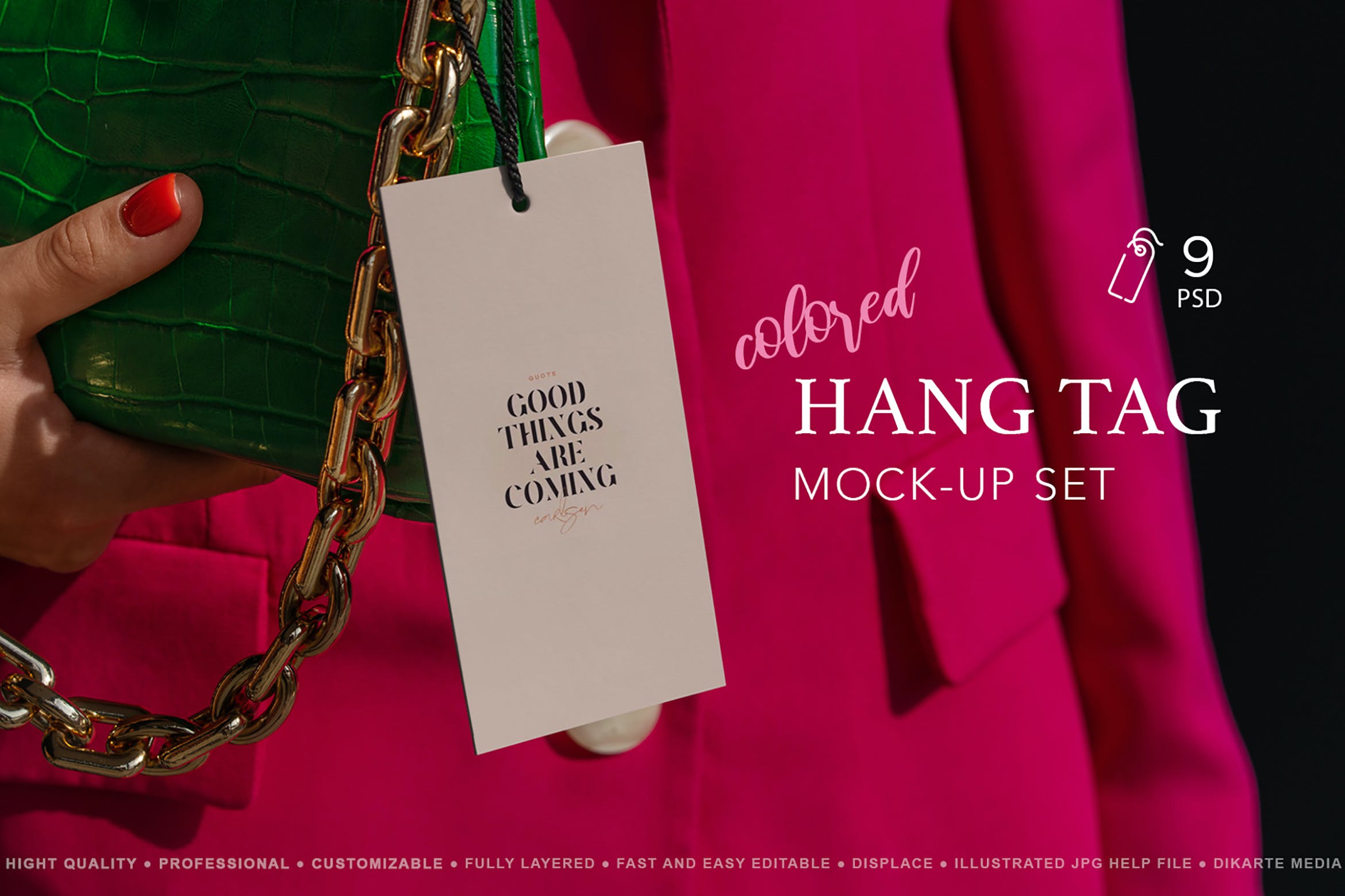 鲜艳色彩服装价格标签设计样机 Apparel Tag Mock-Up’s Bright Colors