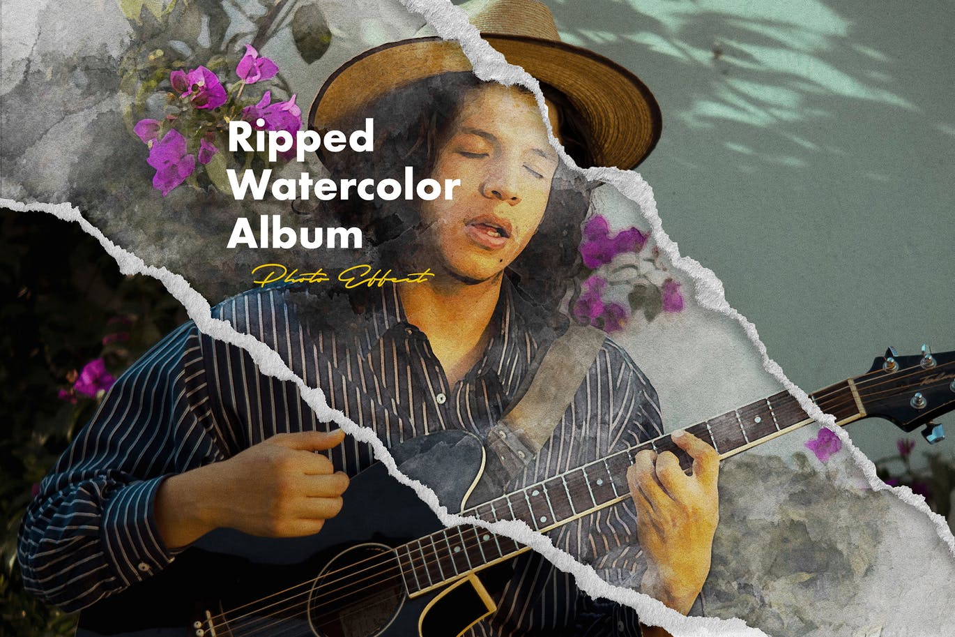 撕破的纸张纹理的粗糙边缘与其他艺术风格样式