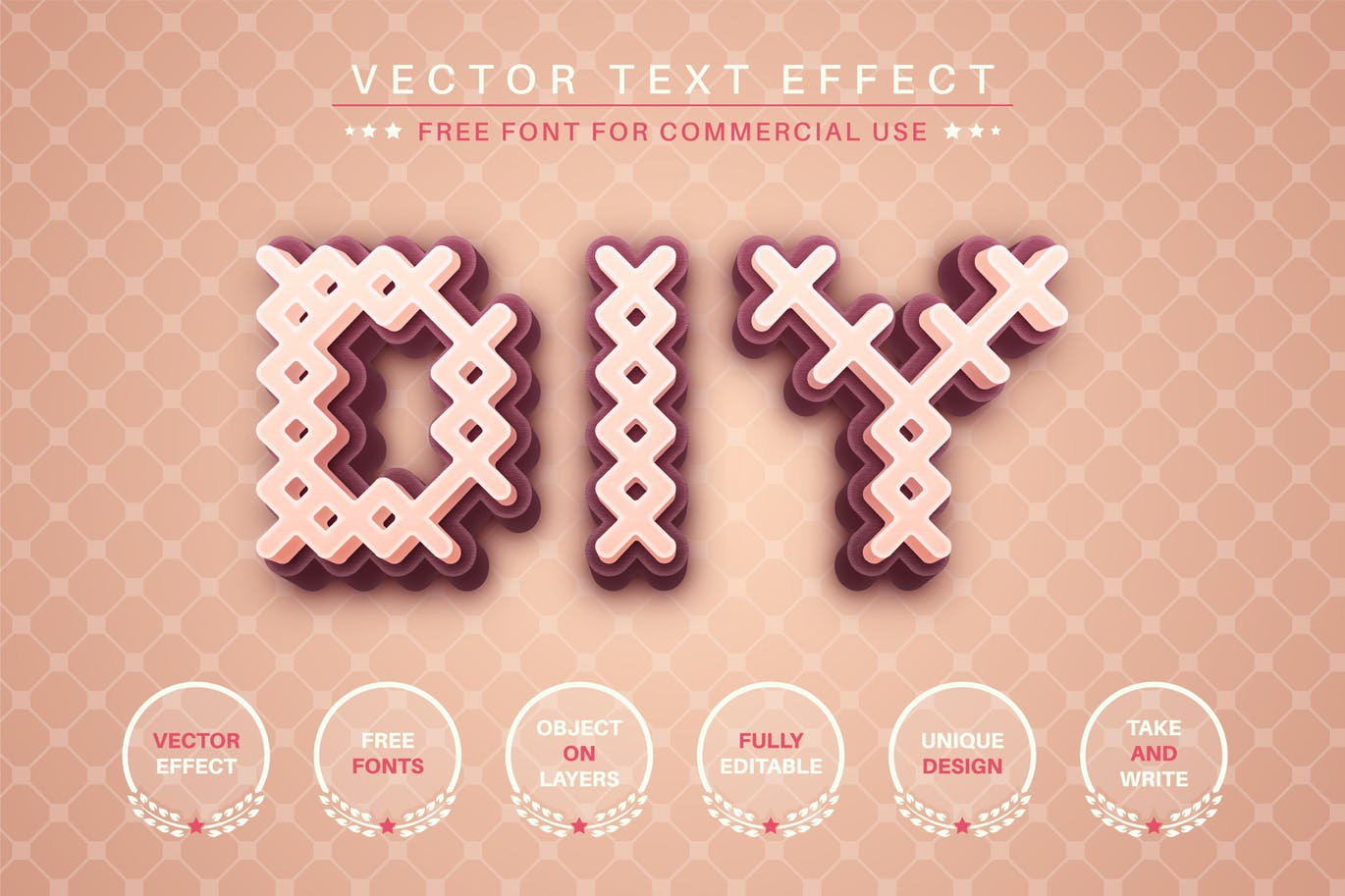 时尚高端3D立体可编辑的立体文字图层样式-AI,EPS