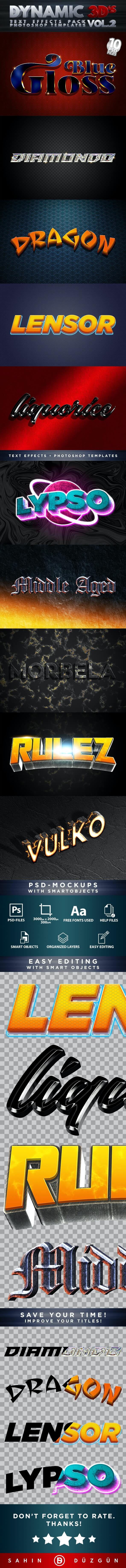 未来派风格3D游戏文本效果模板