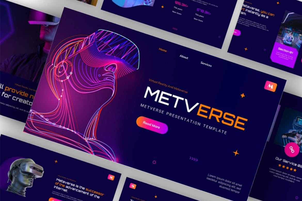 科技风虚拟现实未来世界PPT模板