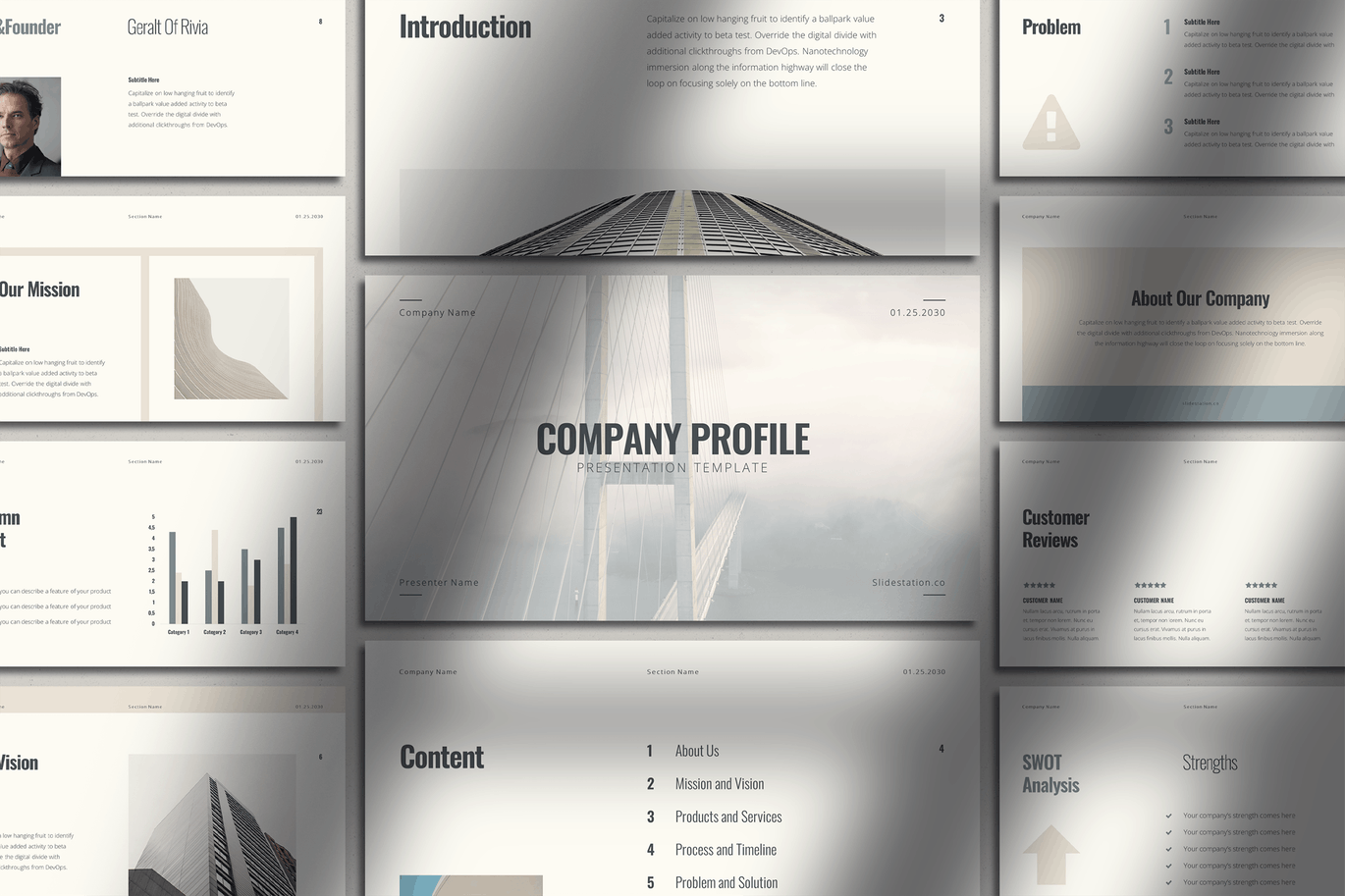 时尚建业的极简主义企业介绍 PPT模板