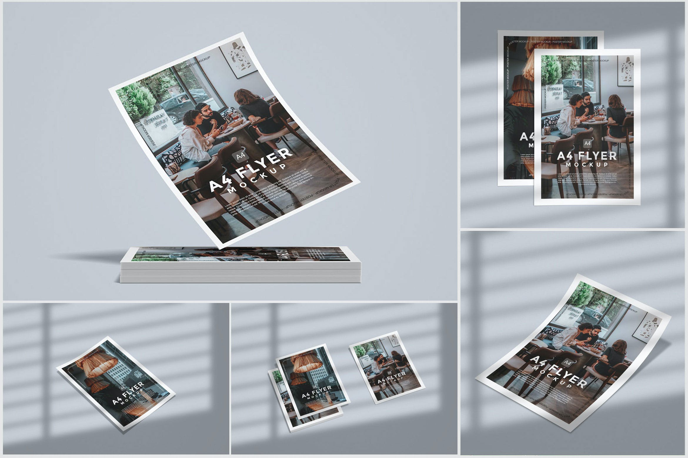 真实阴影效果DL尺寸广告传单设计样机 Flyer Mockup with shadow overlay