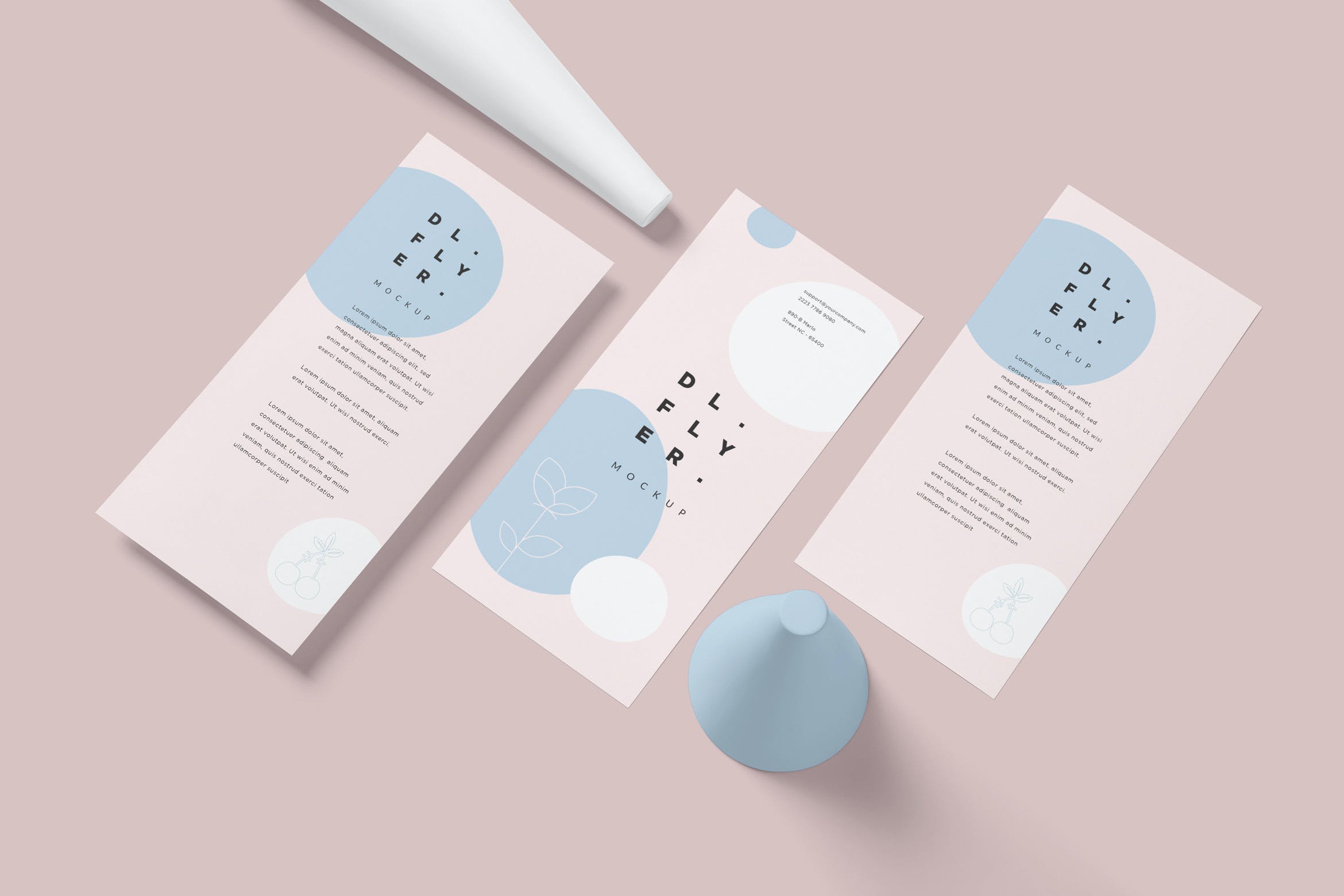 垂直DL尺寸海报传单样机模板 Vertical DL Size Flyer Mockups