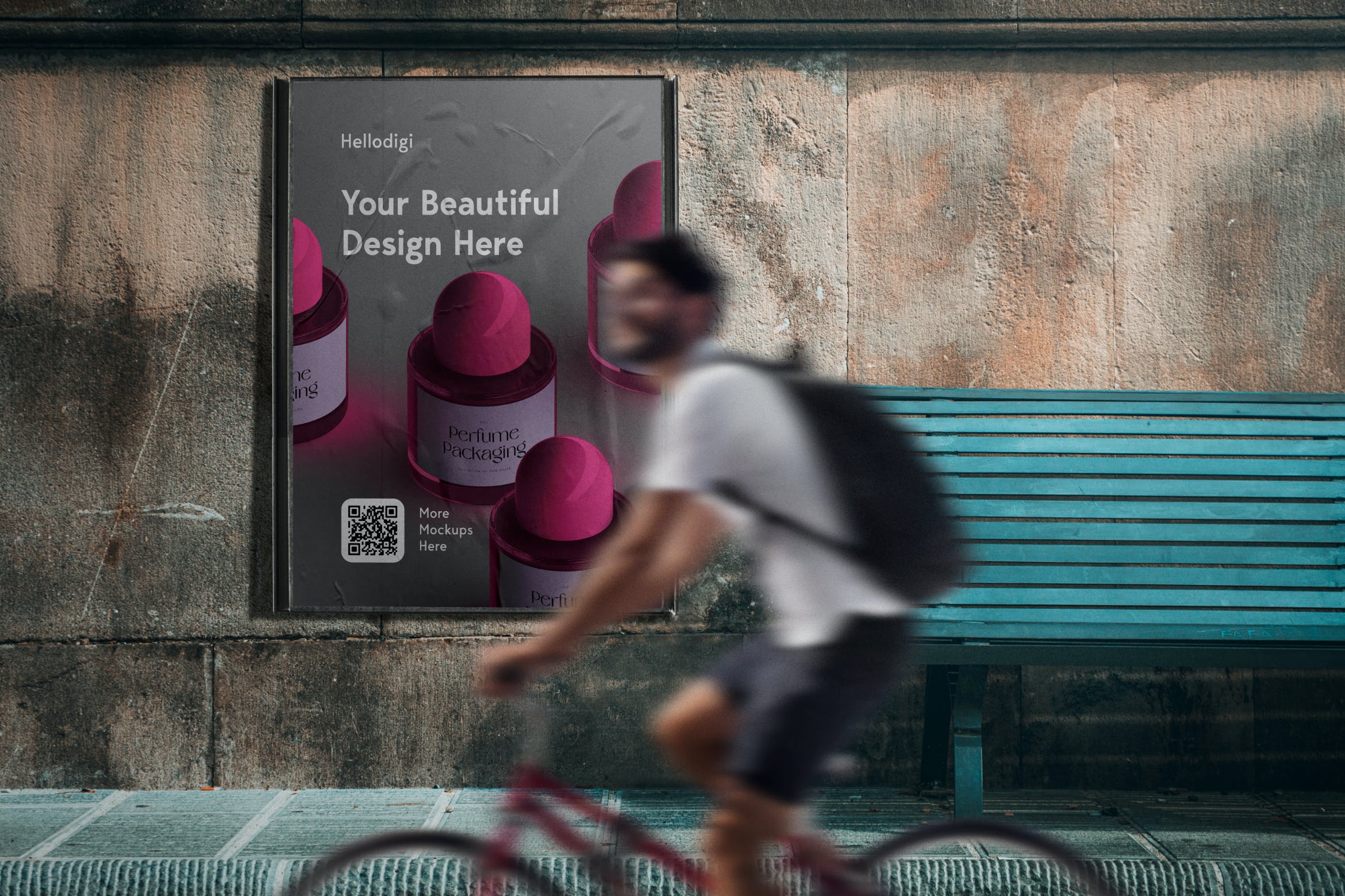 真实场景街道墙体海报展示样机v1 Wall Poster Mockup