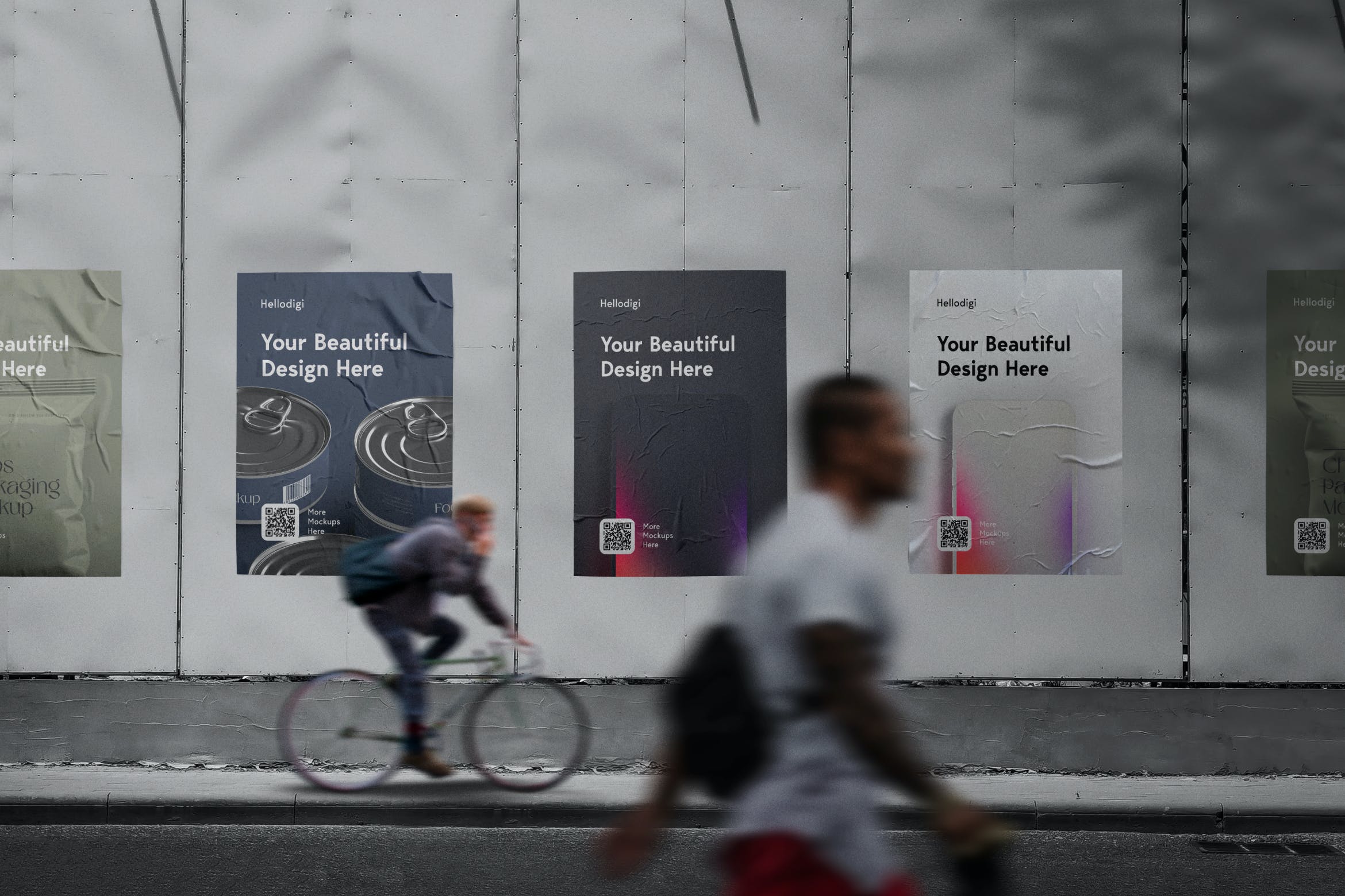 真实场景街道墙体海报展示样机v4 Wall Poster Mockup