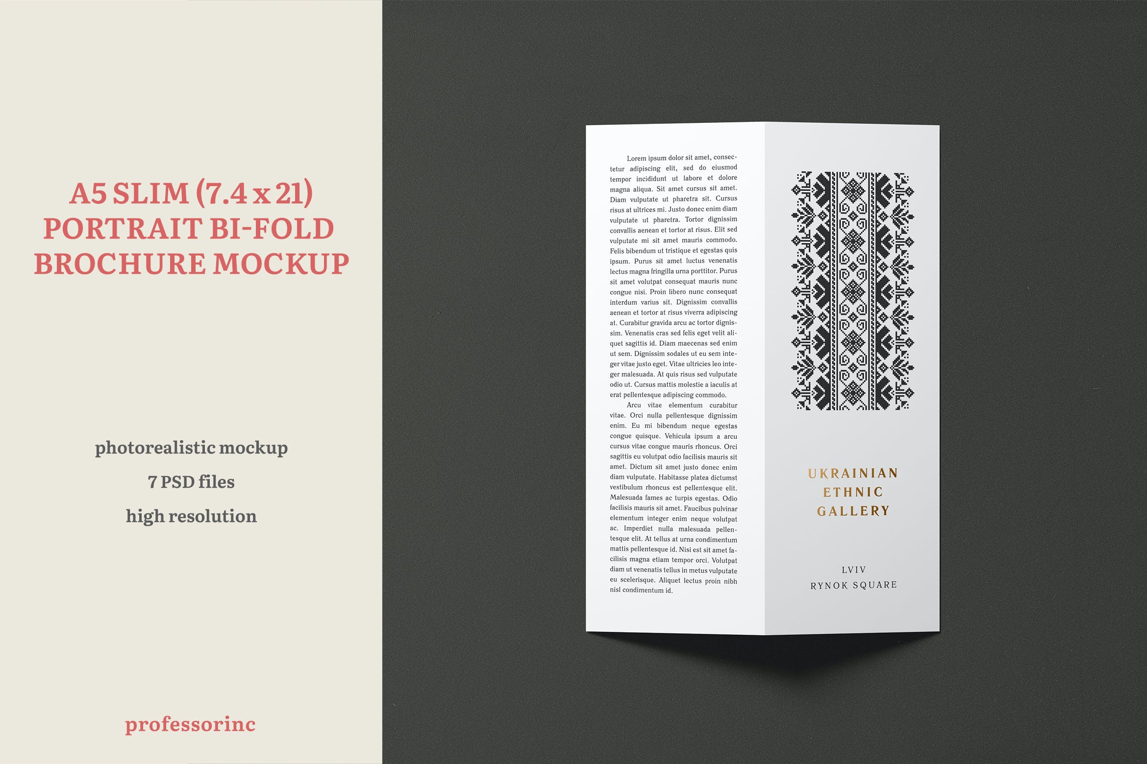 A5超薄竖向尺寸双折页小册子设计样机 A5 Slim Portrait Bi-Fold Brochure Mockup