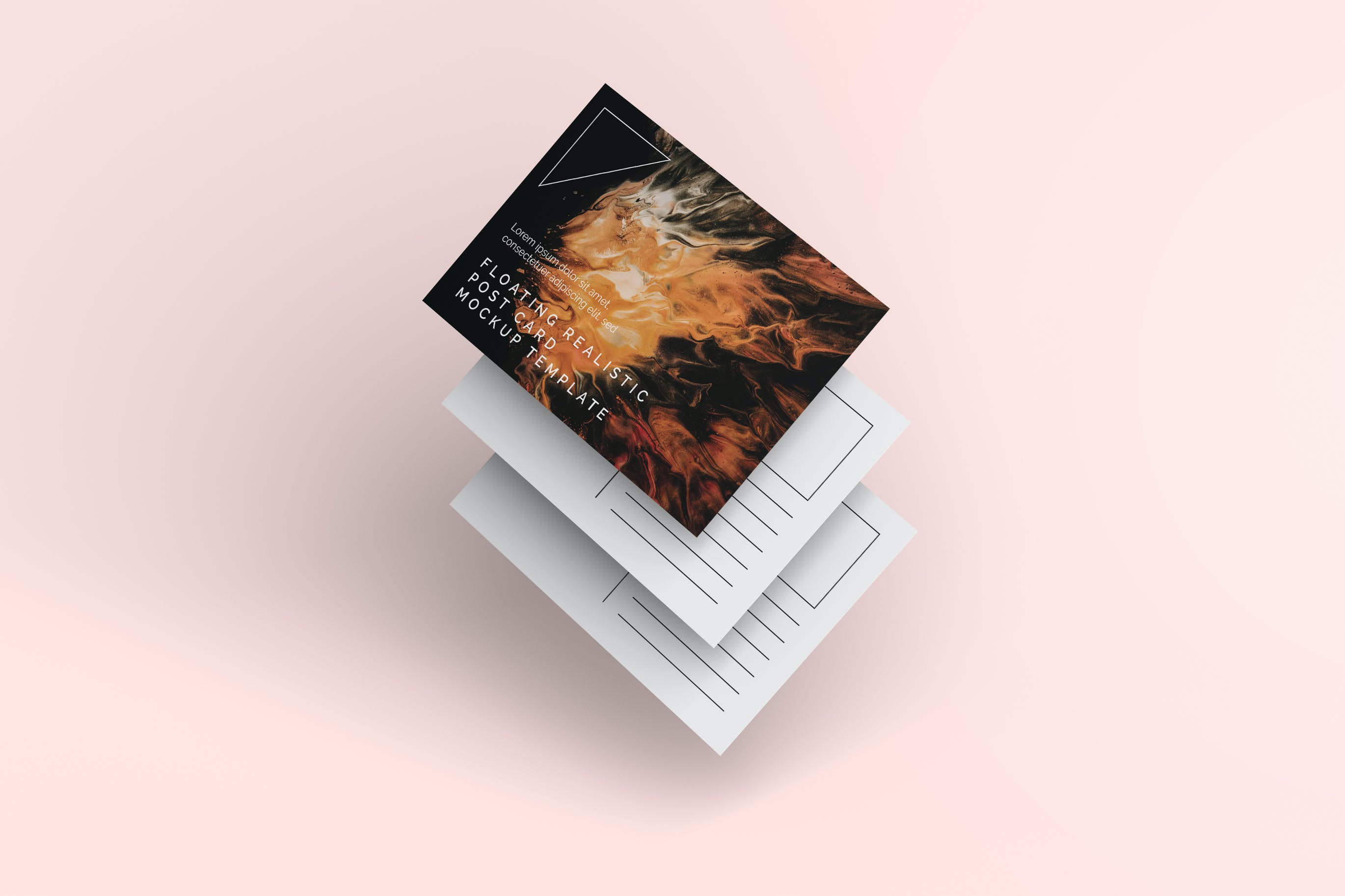 浮动效果逼真明信片效果图样机模板 Floating Realistic Post Card Mockup Template