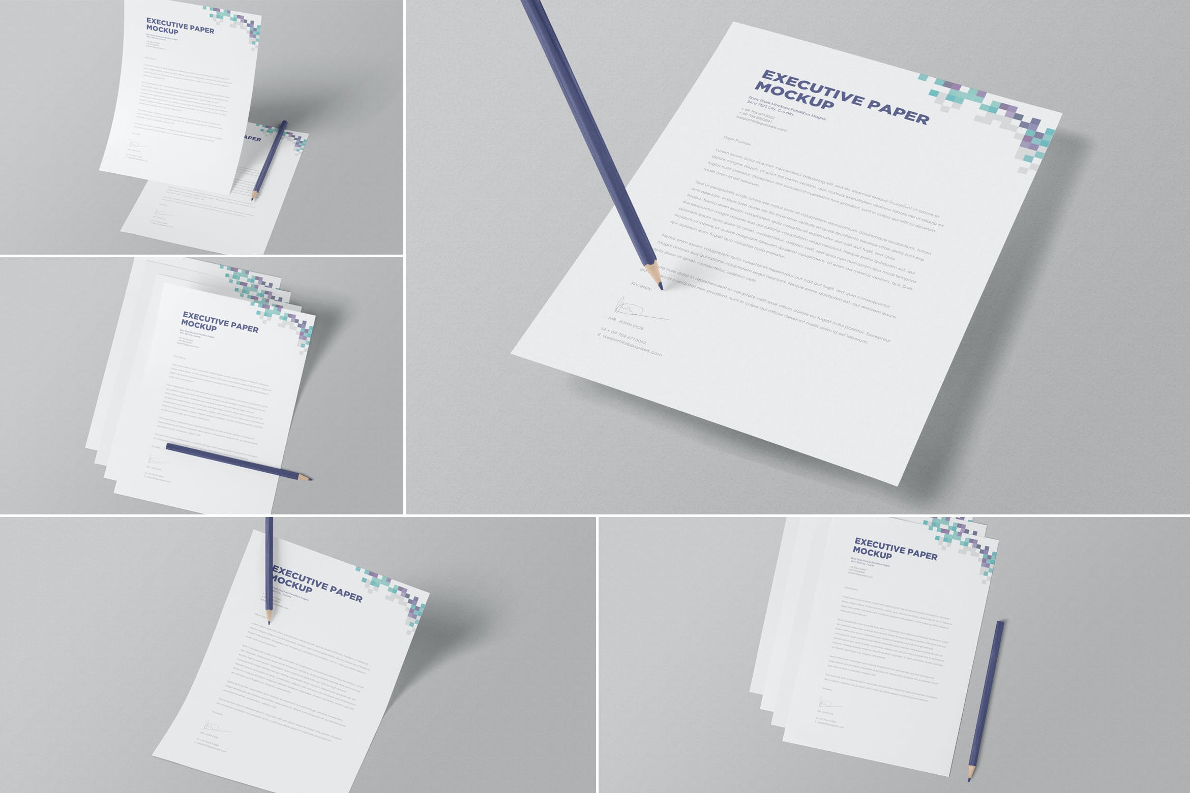 行政办公文件尺寸纸张样机 Executive Size Paper Mockups