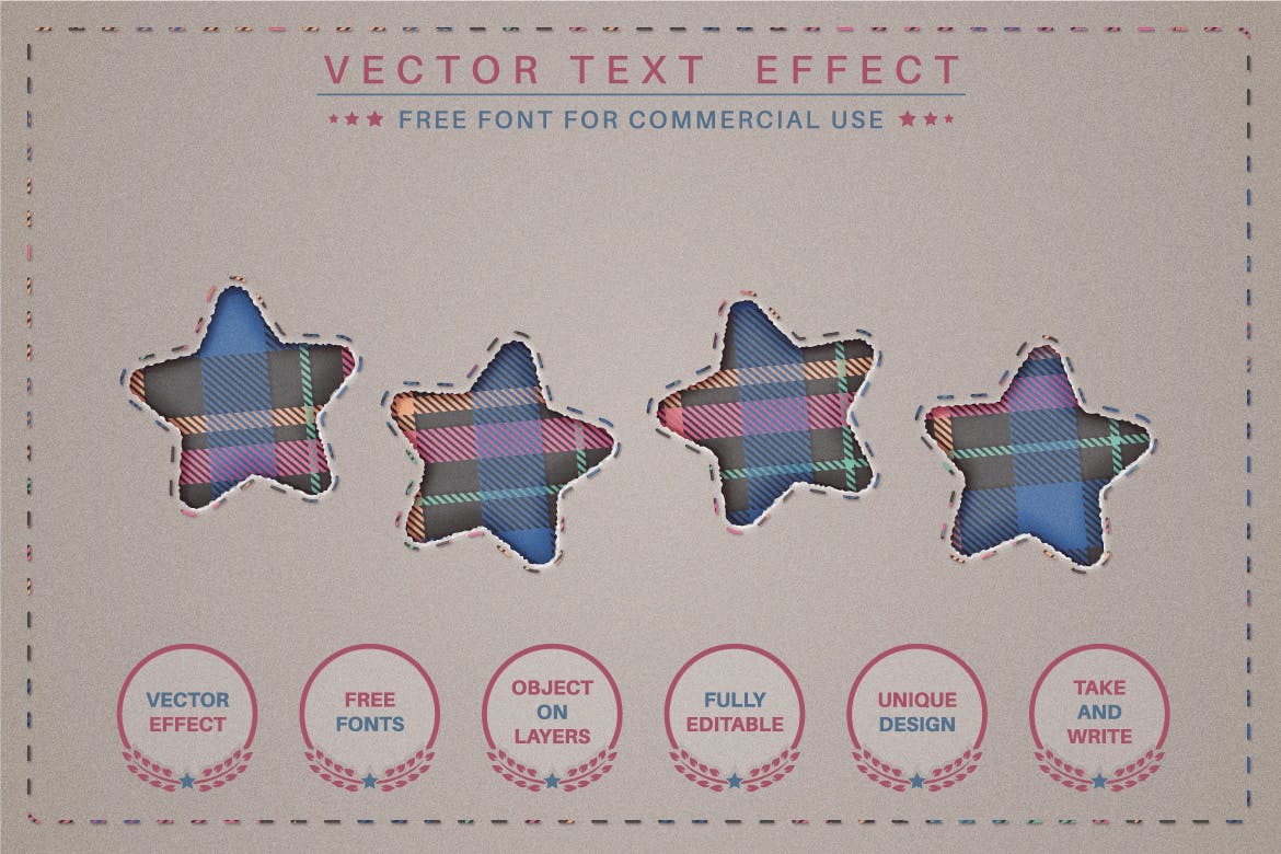 缝纫风格PS字体图层样式下载（PSD）
