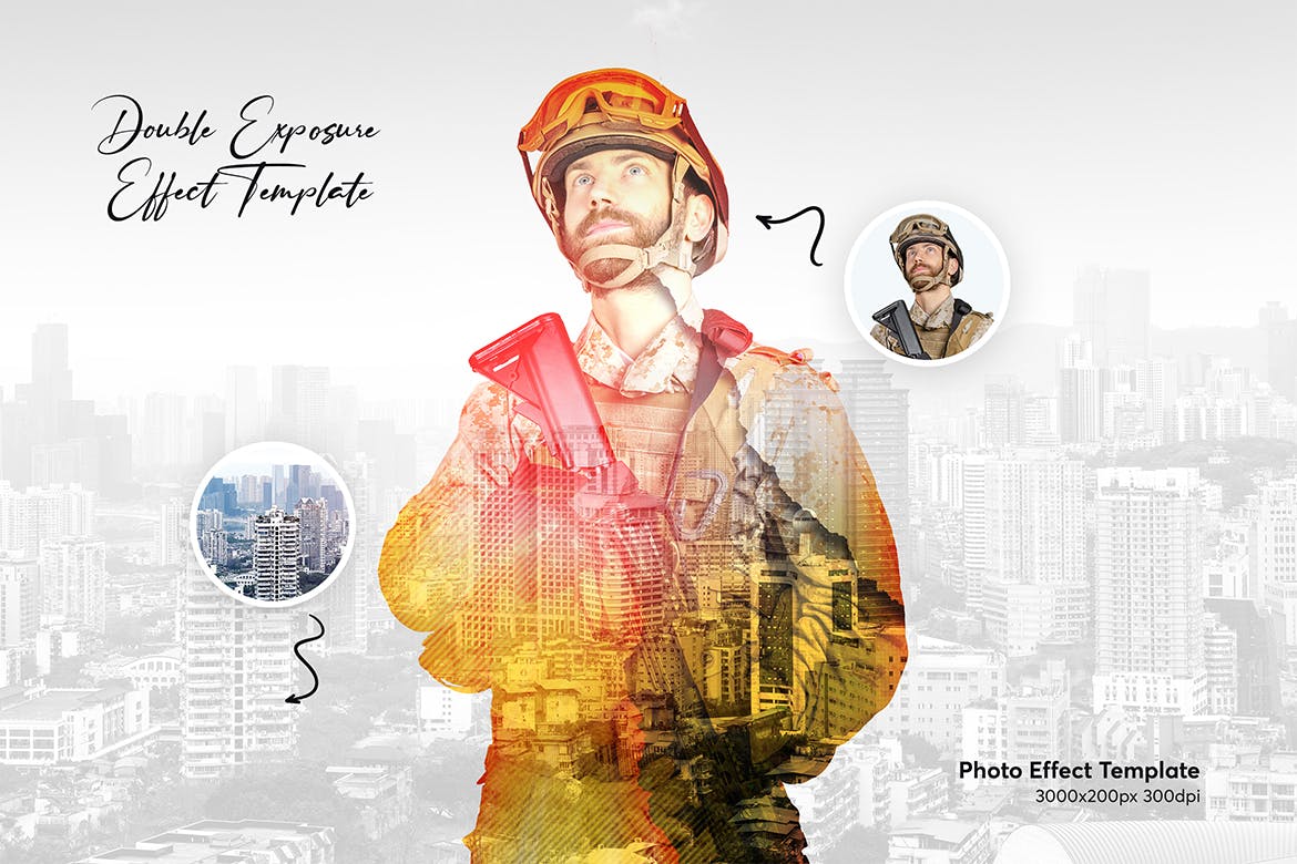 双曝光照片效果模板