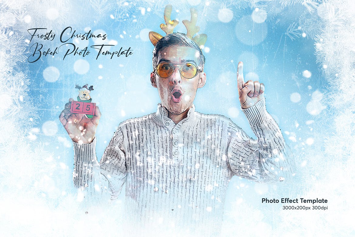 圣诞散景照片效果模板