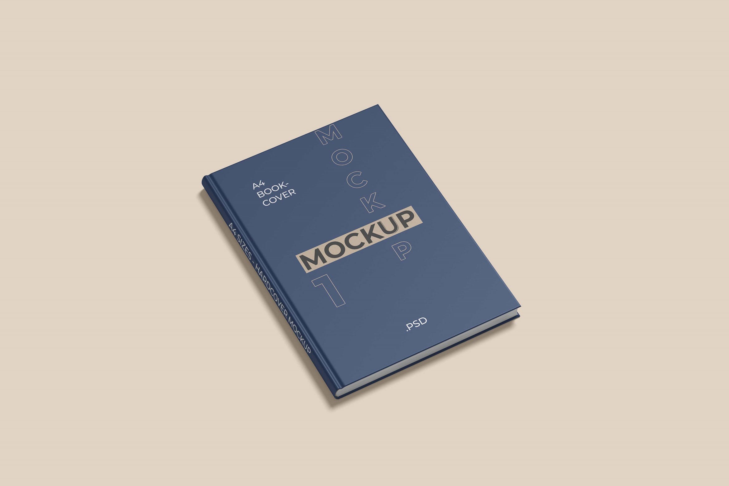 单个A4书籍封面设计样机-高角度视图 Single A4 Book Cover Mockup High Angle View