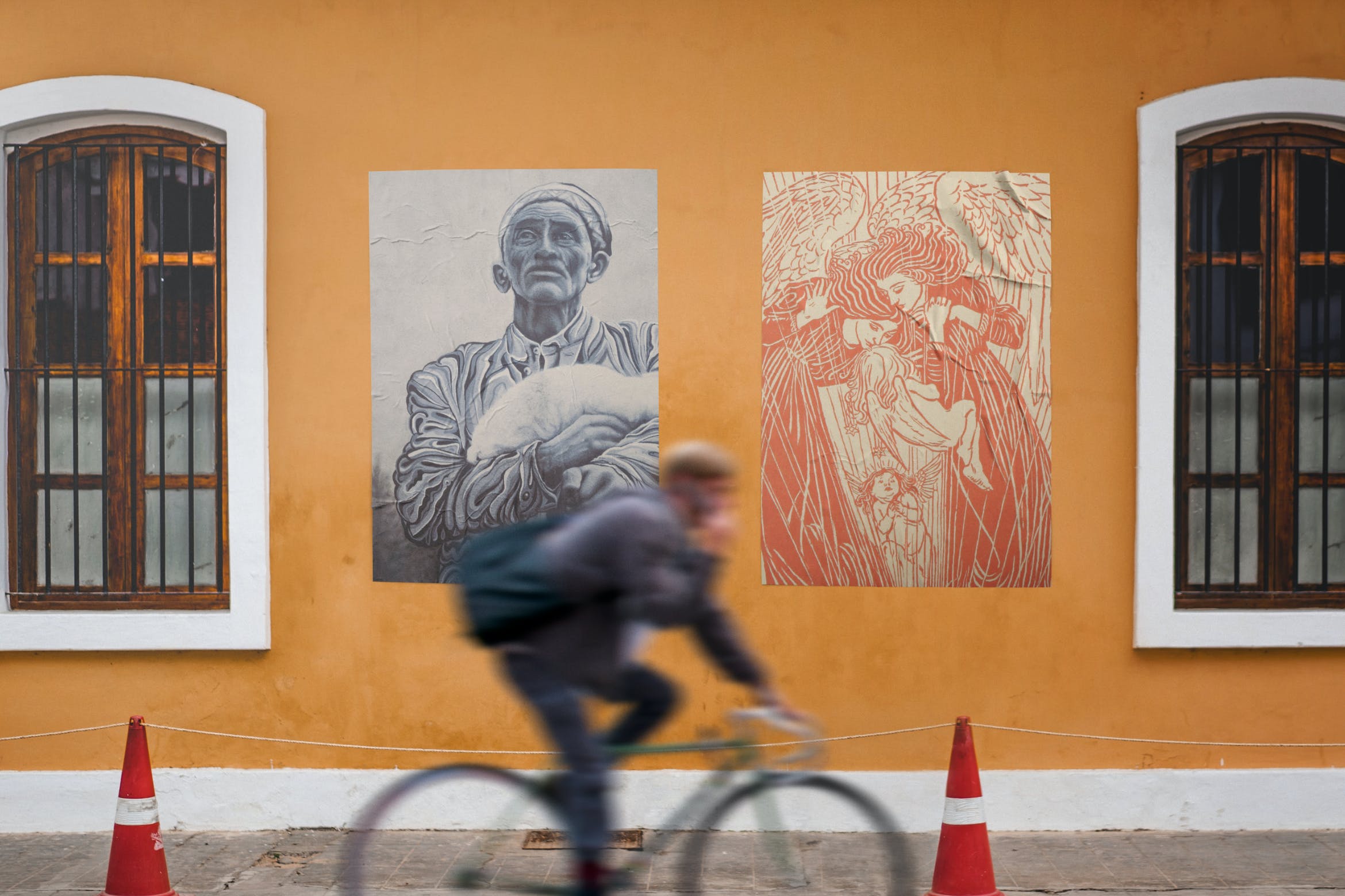 建筑墙体艺术海报样机 Wall Poster Mockup