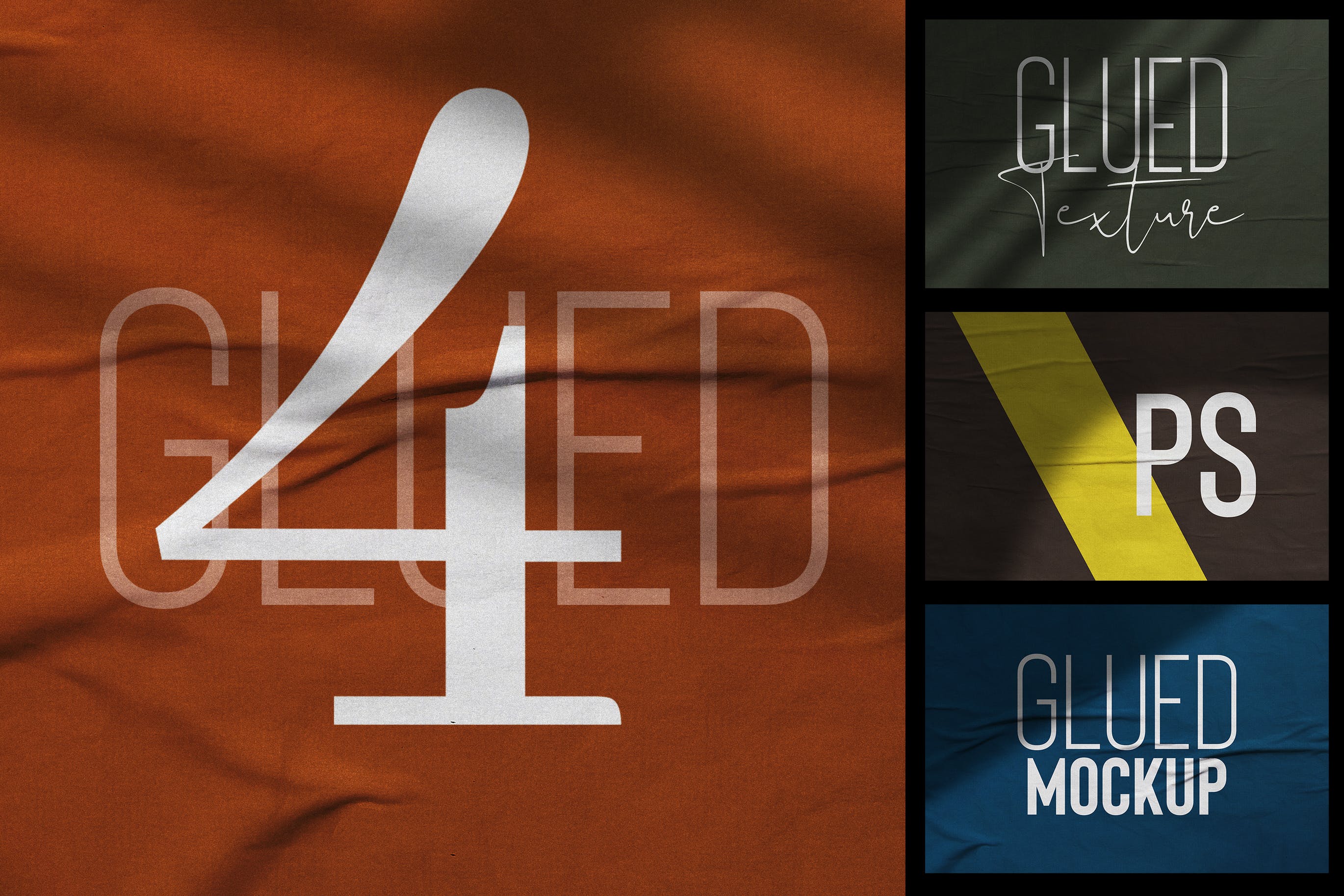 胶合纹理作品展示样机集 Glued Texture Mockup Set
