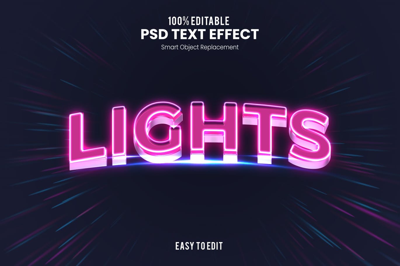 时尚高端3D立体绚丽的发光立体字图层样式