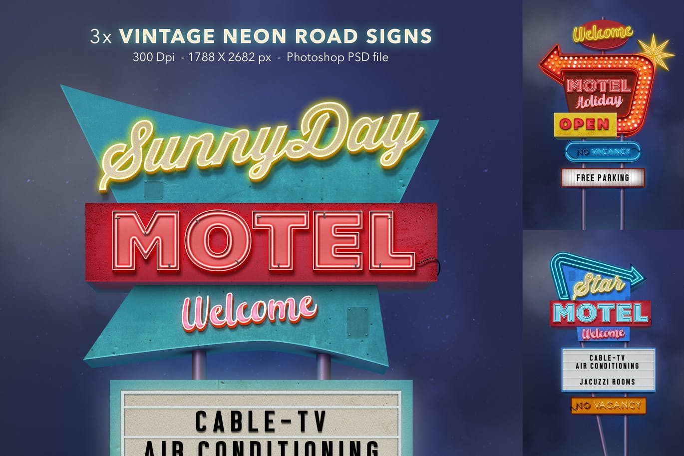 时尚高端少见稀有的复古效果霓虹灯路标标志设计图层样式大集合-PSD