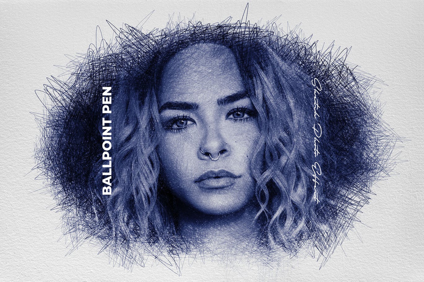 高品质的圆珠笔手绘素描风格照片效果图层样式