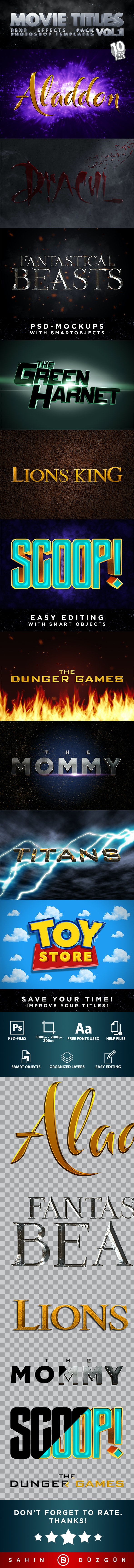 电影字幕文字效果/样机模板包