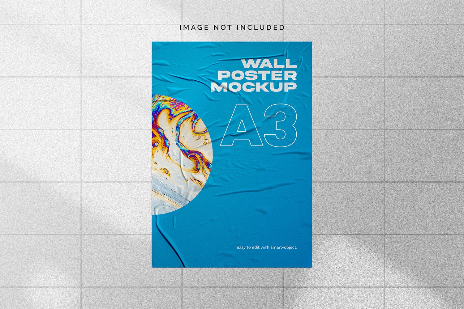 砖墙皱纹海报样机 Wall Poster Mockup