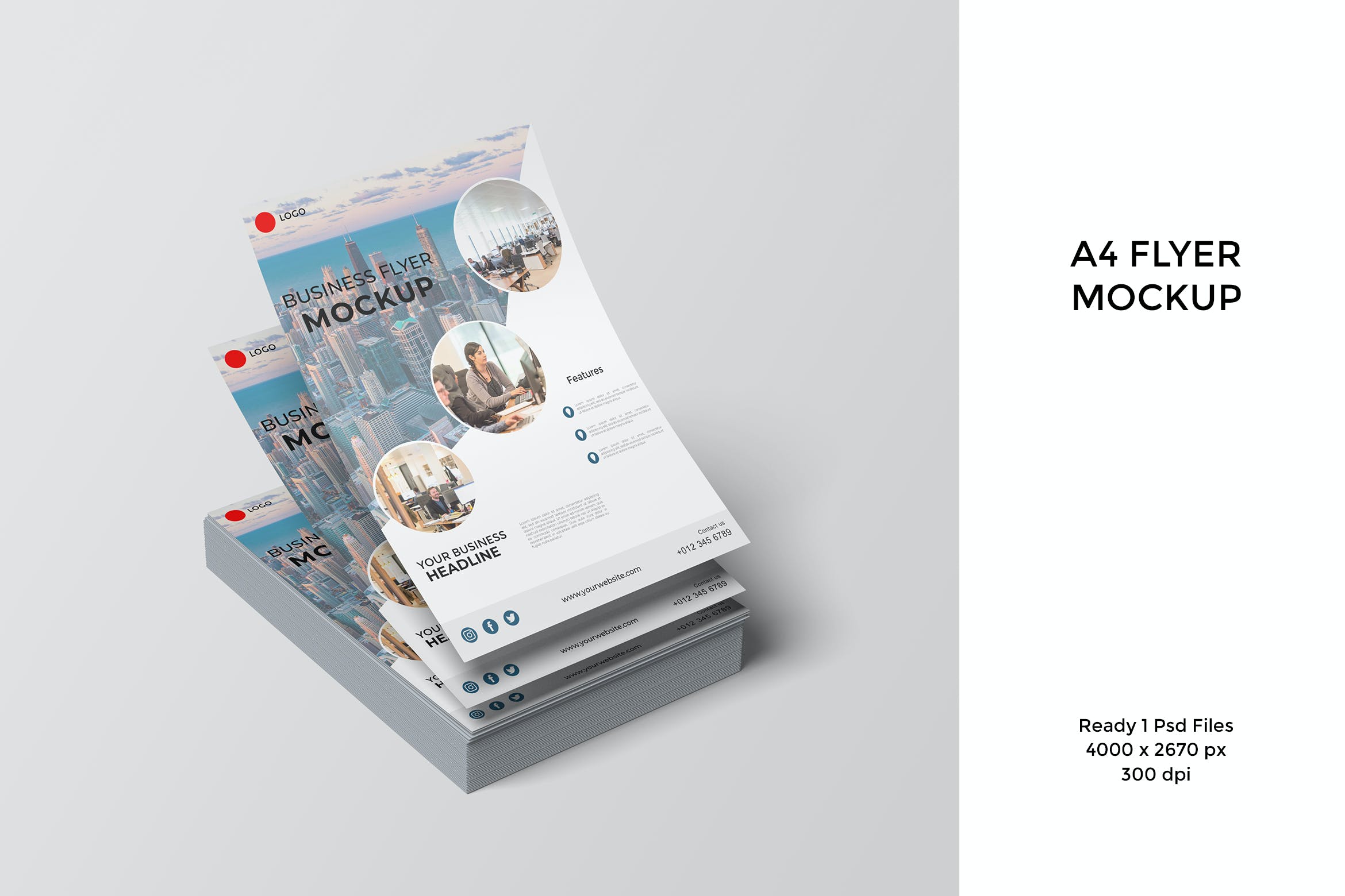 A4尺寸传单/海报样机V.3 A4 Flyer/ Poster Mockup V.3