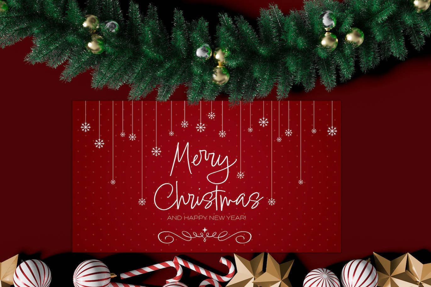 圣诞场景贺卡海报展示样机 Christmas Card Mockup