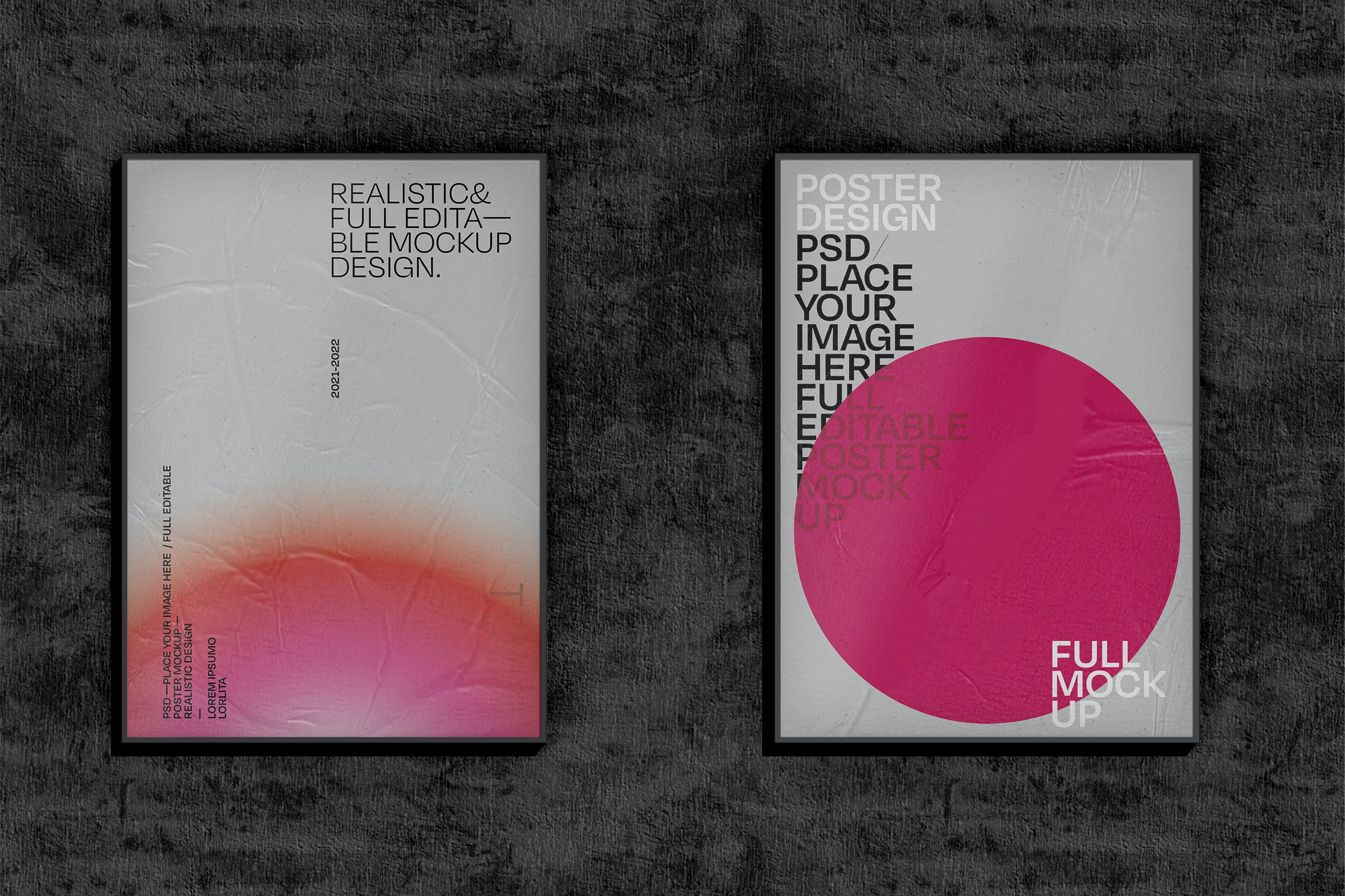 两个框架胶合海报样机 Two Glued Poster Mockup