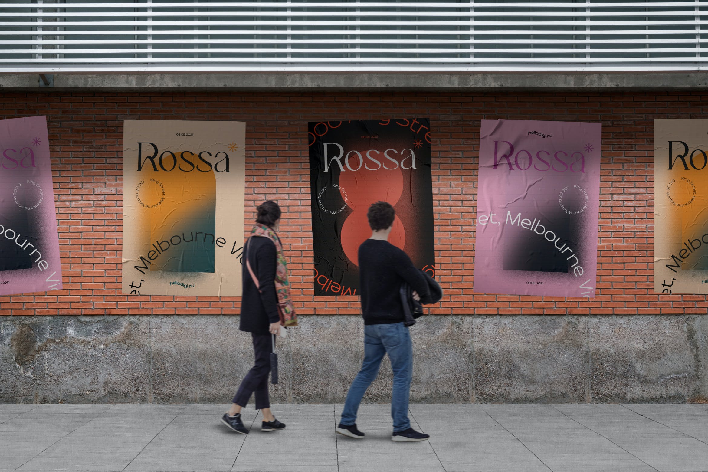 街头砖墙海报展示样机 Street Poster Mockup