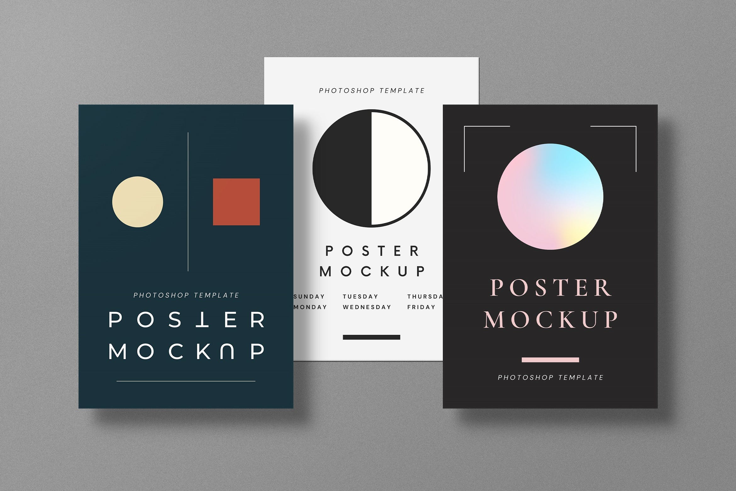 极简风格海报展示样机 Minimalist Poster on Wall Mockup