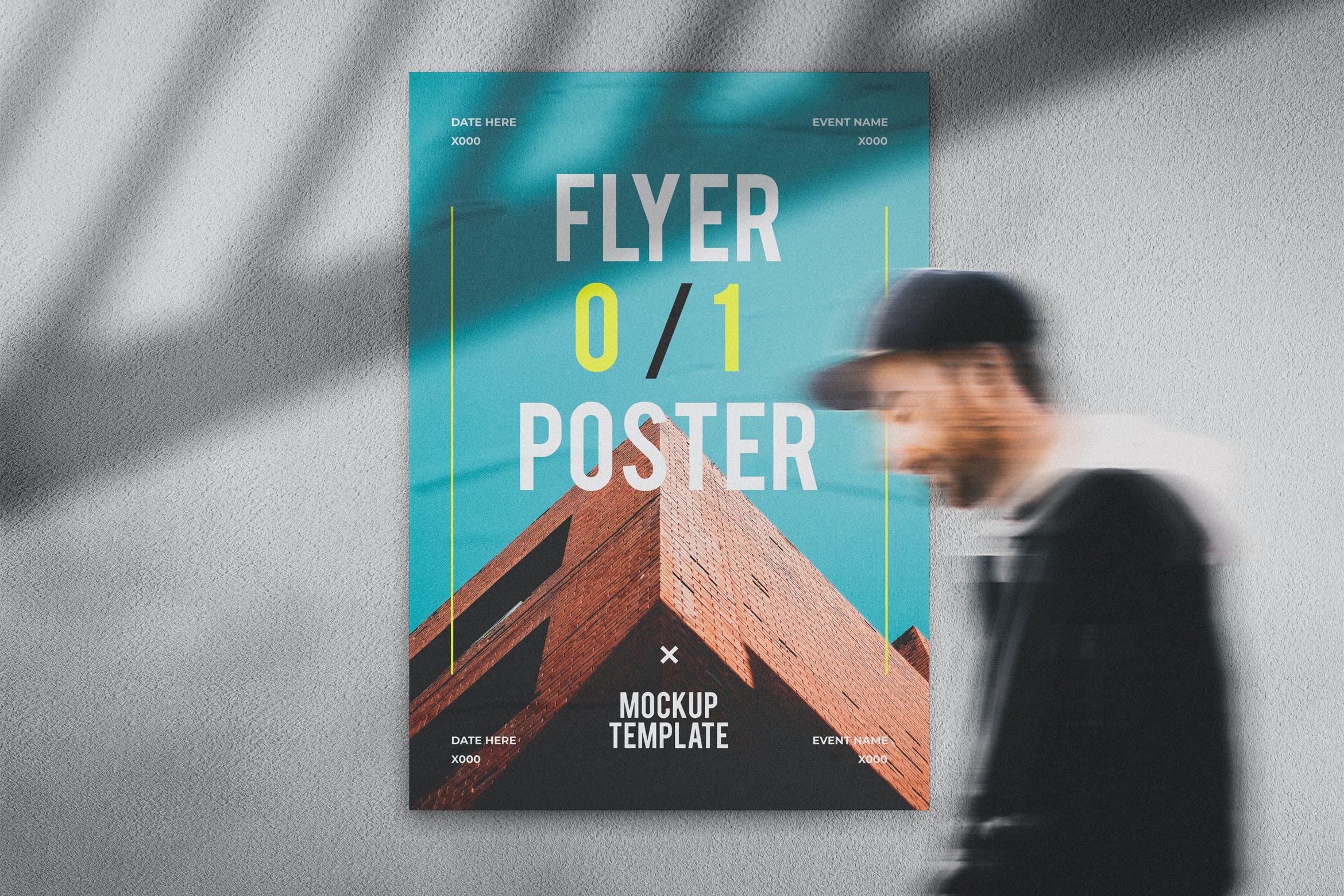 墙壁海报展示样机模板 Wall Poster Mockup Template