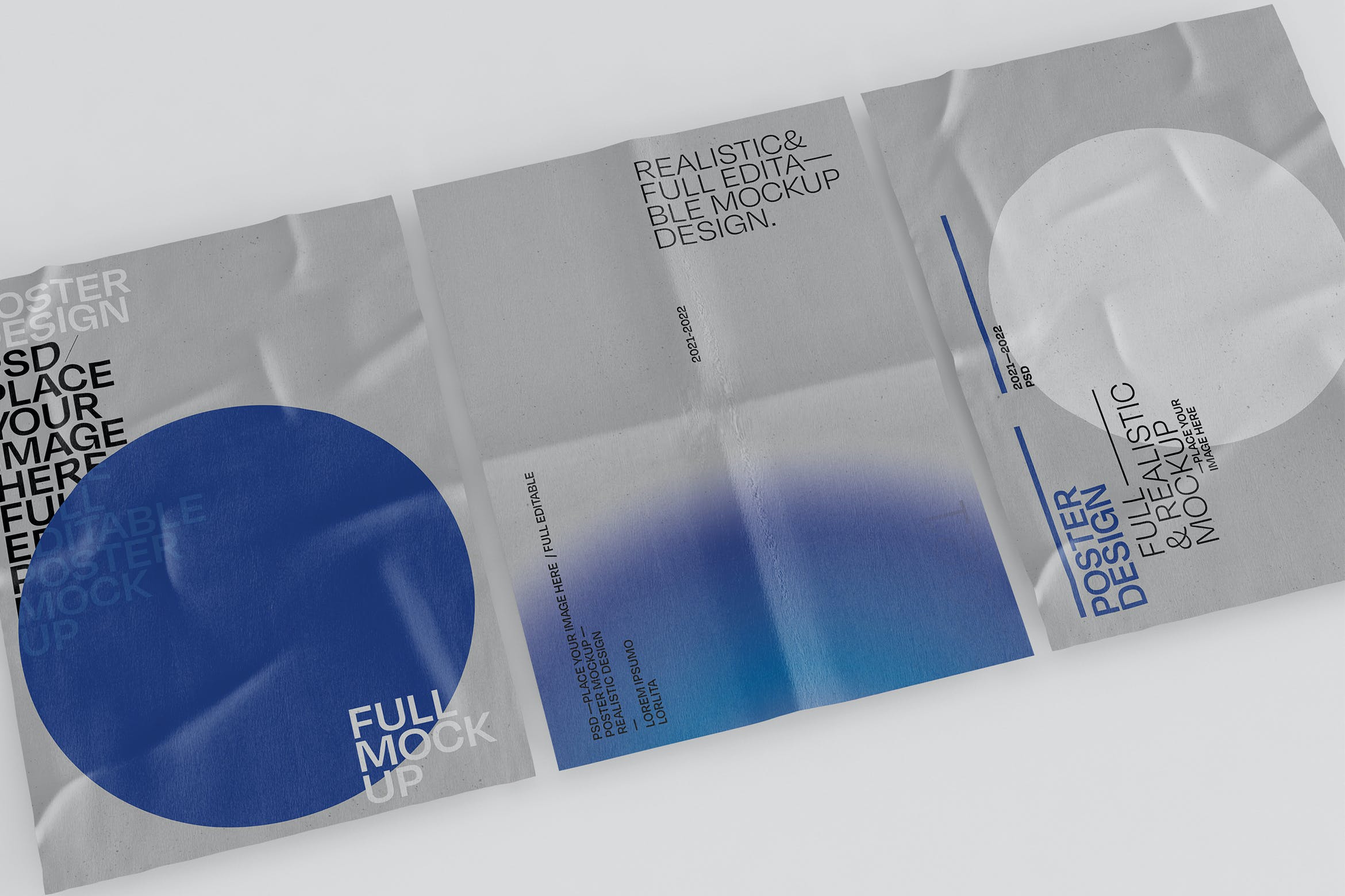 皱巴巴的海报展示样机 Crumpled Poster Mockup